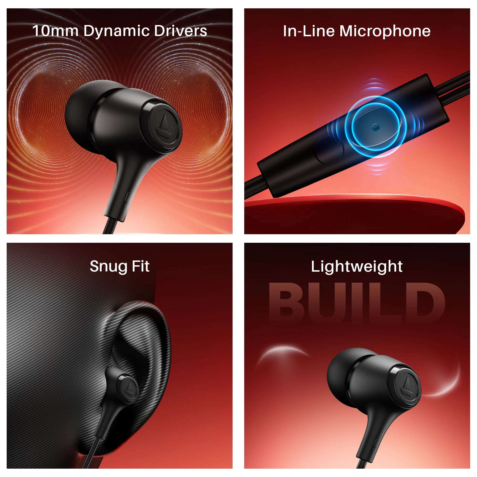Bassheads 95 | Wired Earphone with 10mm Drivers, 120cm Cable Length, In-line Mic, Lightweight Build, 3.5mm Jack - Image 8