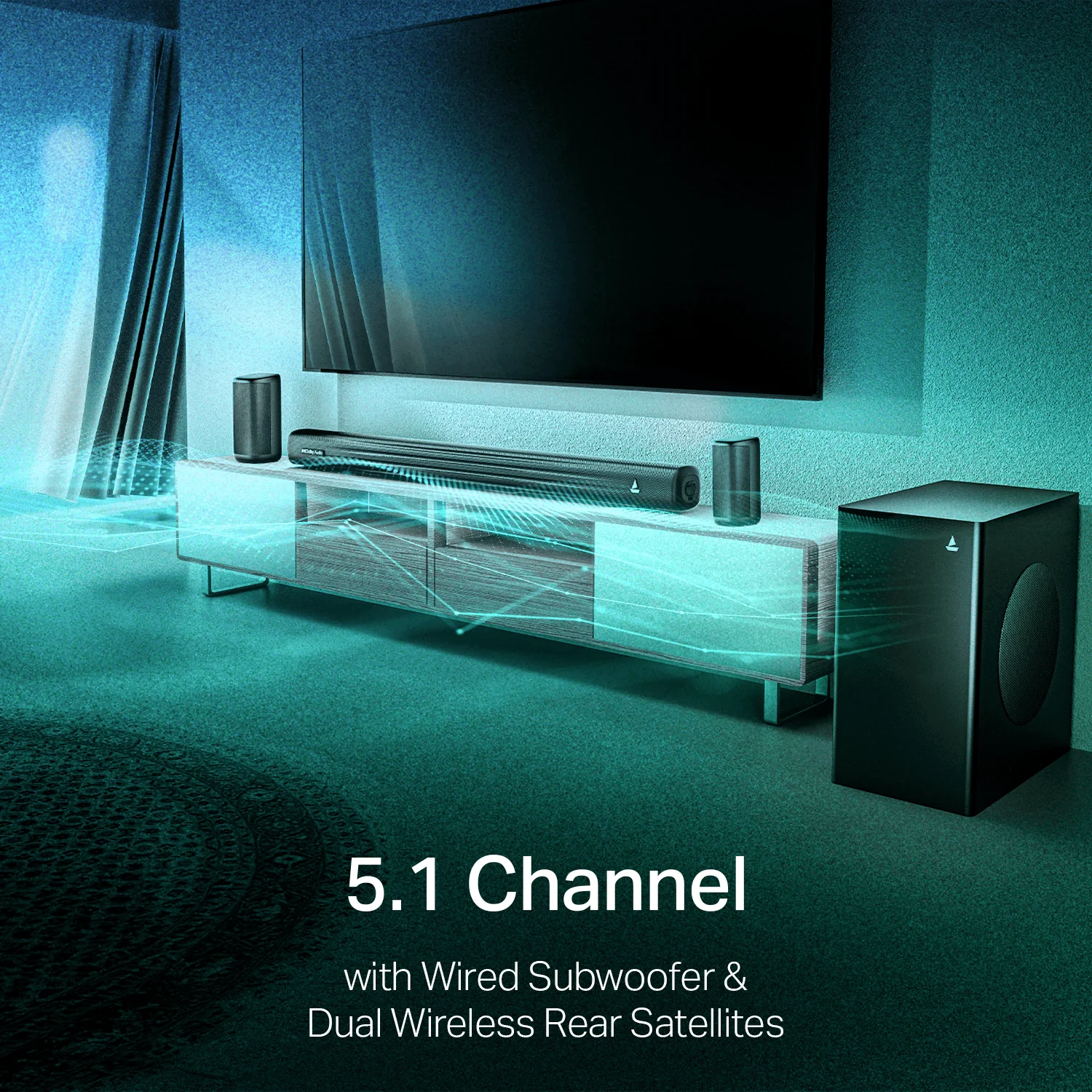 boAt Aavante Prime 5.1 5050D | 500W RMS Soundbar with Dolby Audio, Wired Subwoofer - Image 4