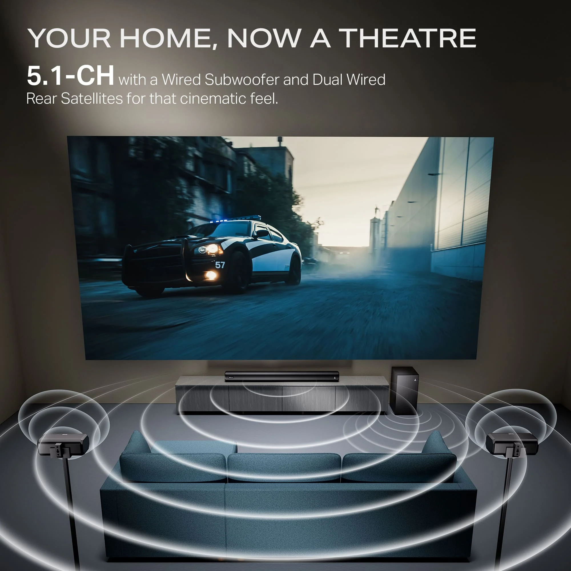 boAt Aavante Prime 5.1 5000D | 500W 5.1 Channel Soundbar with Wired Subwoofer, Satellites & Multi-Connectivity - Image 4