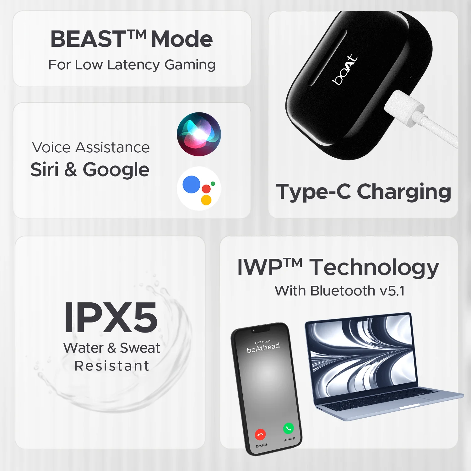 boAt Airdopes 161 SS Edition | TWS Earbuds with Massive Playback of upto 40 Hours, IPX5 Water & Sweat Resistance, IWP Technology, Type C Interface - Image 10