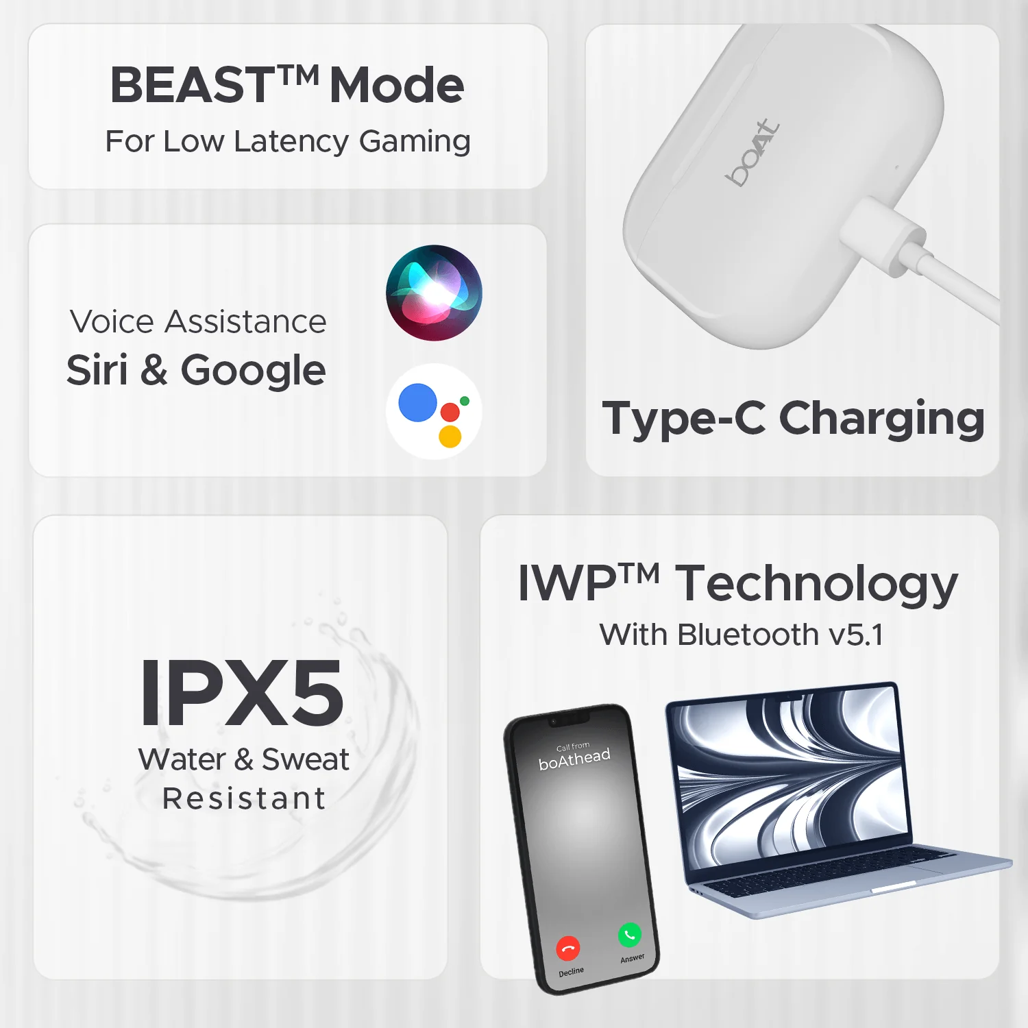 boAt Airdopes 161 SS Edition | TWS Earbuds with Massive Playback of upto 40 Hours, IPX5 Water & Sweat Resistance, IWP Technology, Type C Interface - Image 12