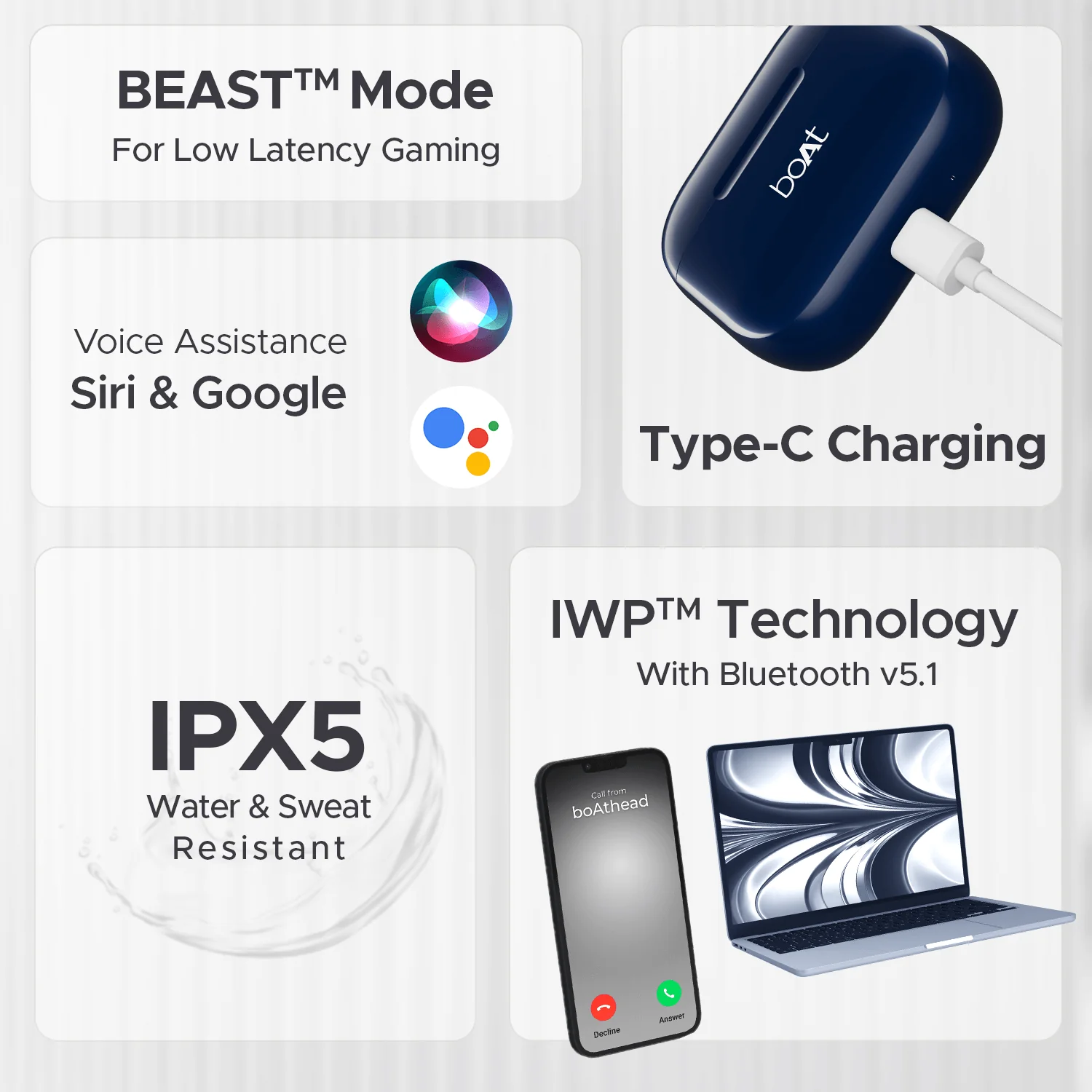 boAt Airdopes 161 SS Edition | TWS Earbuds with Massive Playback of upto 40 Hours, IPX5 Water & Sweat Resistance, IWP Technology, Type C Interface - Image 22