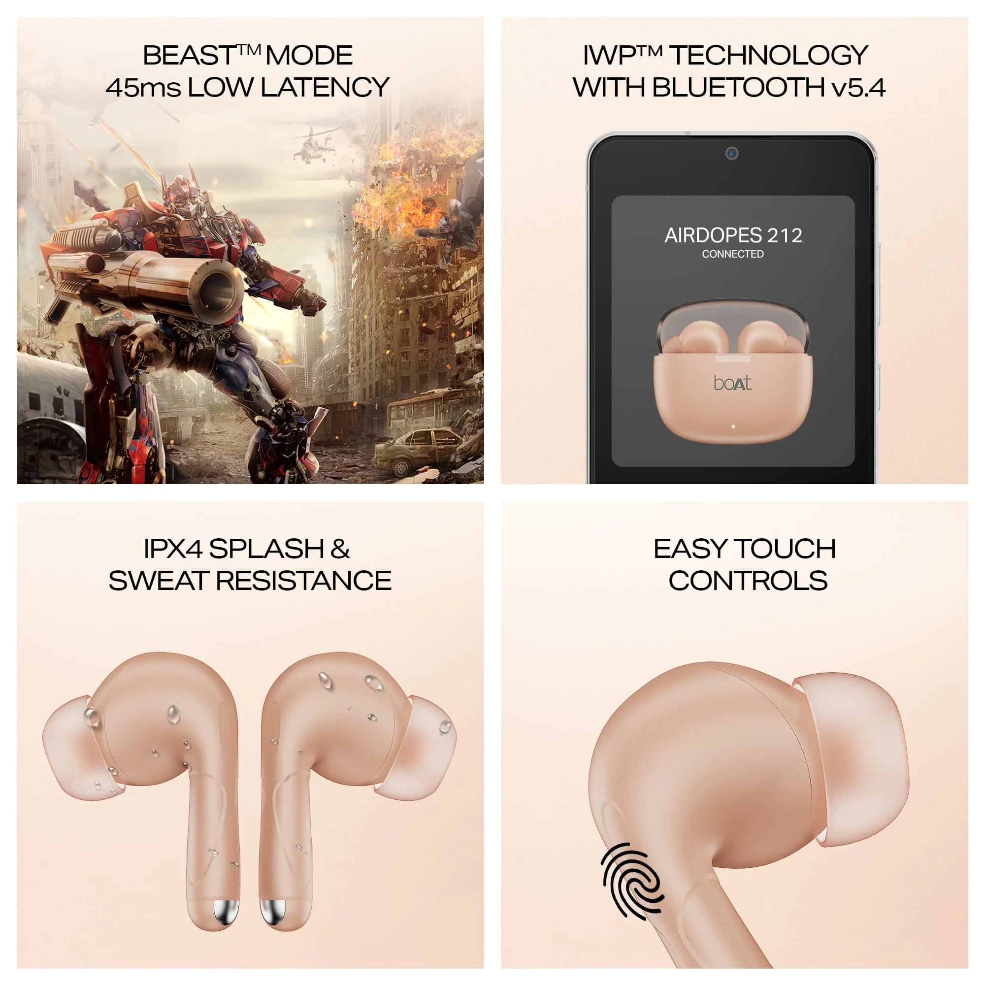 boAt Airdopes 212 | Wireless Earbuds with 50 Hours Playback, BEAST™ Mode & ENx™ Calling - Image 14