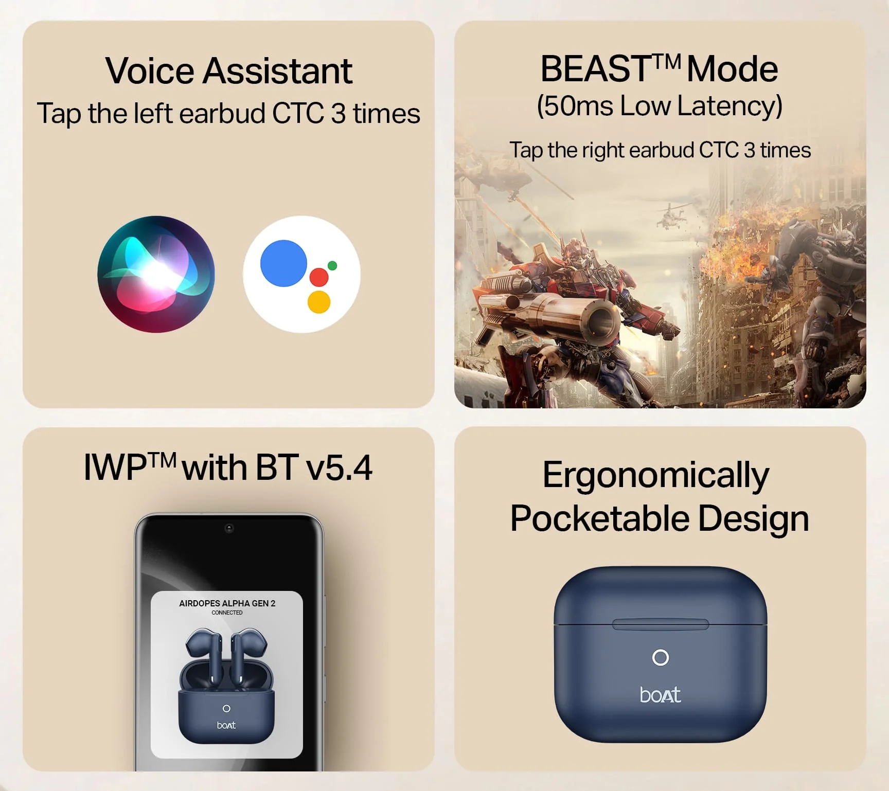 boAt Airdopes Alpha Gen 2 | Wireless Earbuds with 45 Hours Playback, BEAST™ Mode & ENx™ Calling - Image 3