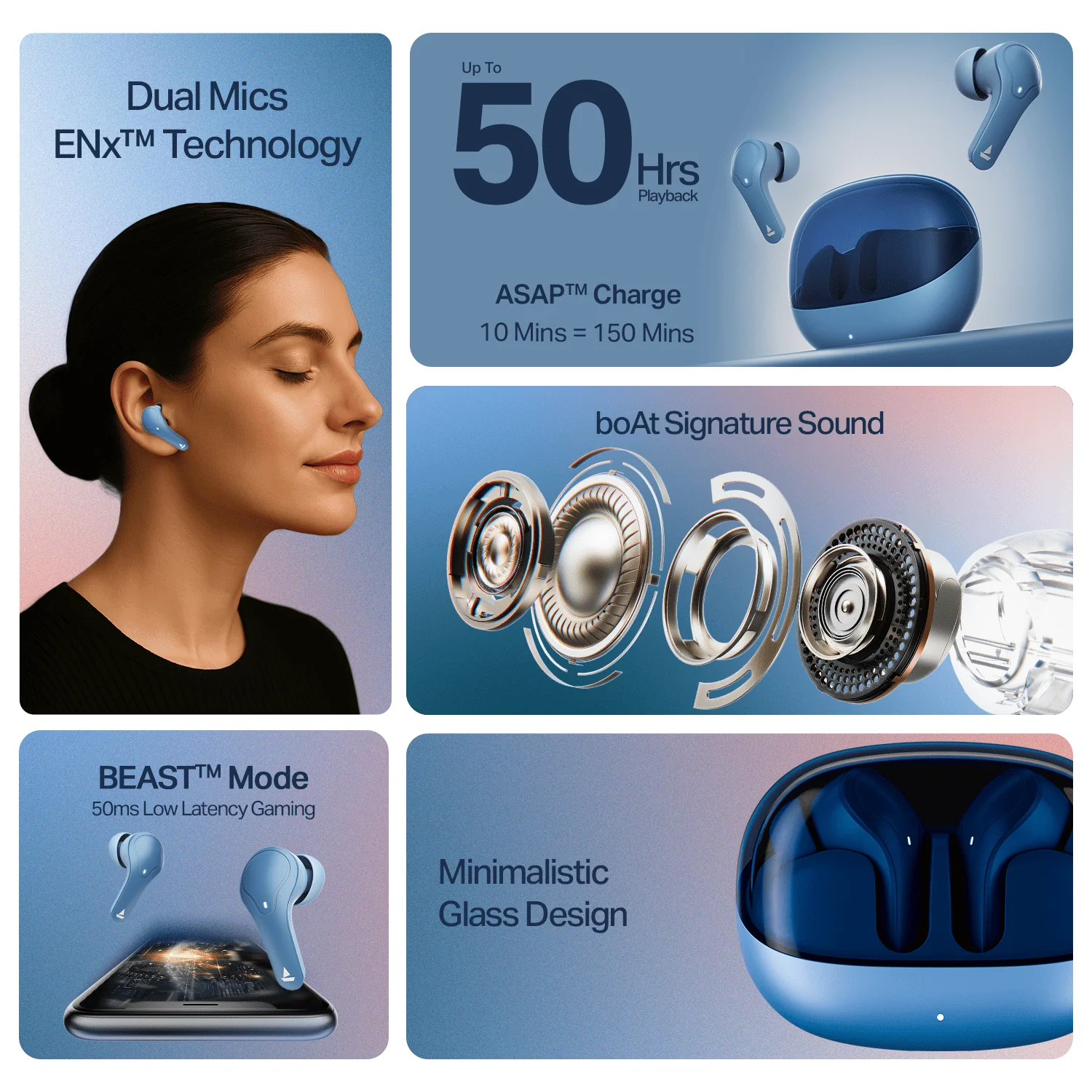 boAt Airdopes Plus 311 | Wireless Earbuds with 50 Hours Playback, Dual Mics with ENx™ Technology, BEAST™ Mode, ASAP™ Charge - Image 12