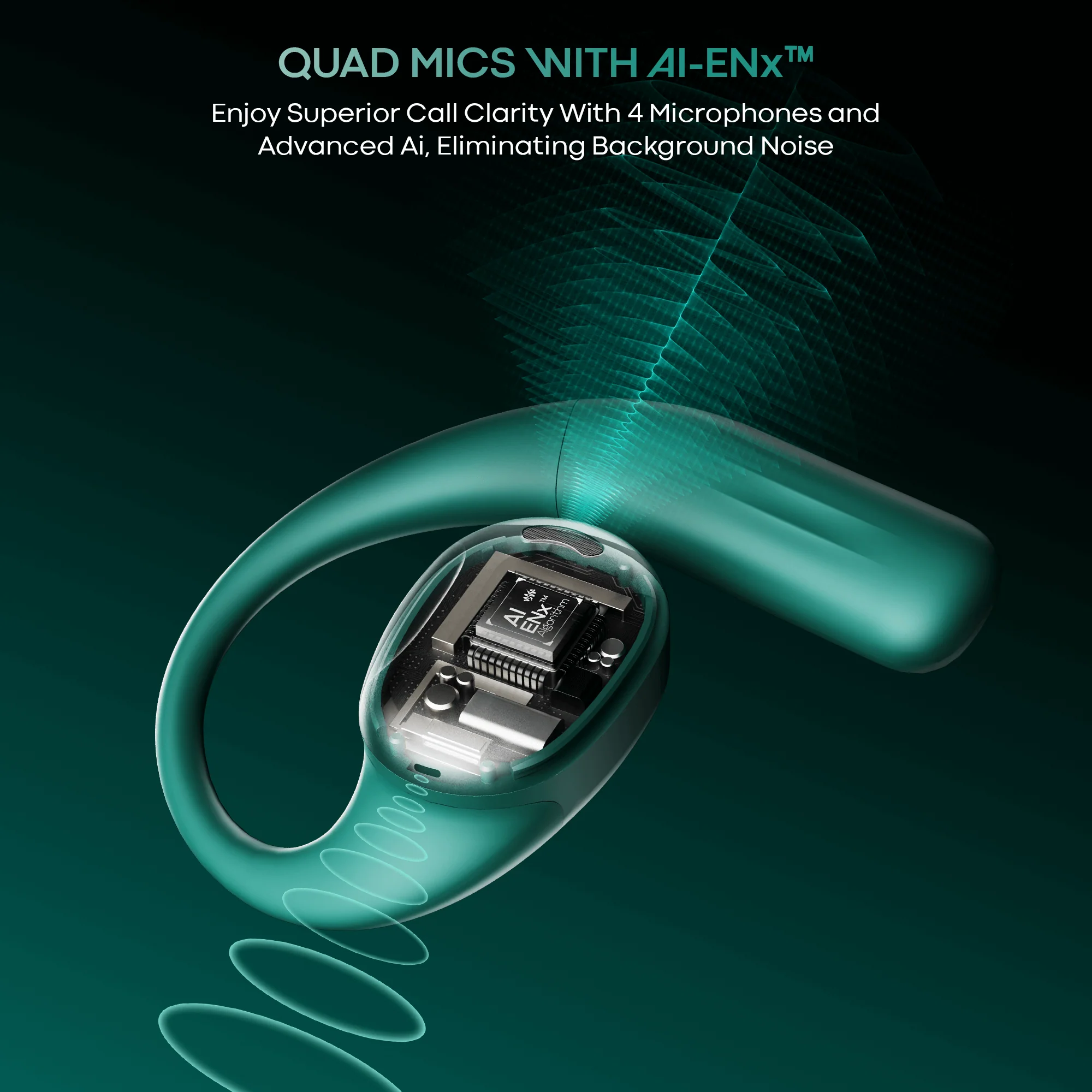 boAt Airdopes ProGear | Wireless Earbuds with 100 Hours Playback, Quad Mics with ENx™ Tech, Air Conduction Tech (Perfect for Outdoor Sports) - Image 15