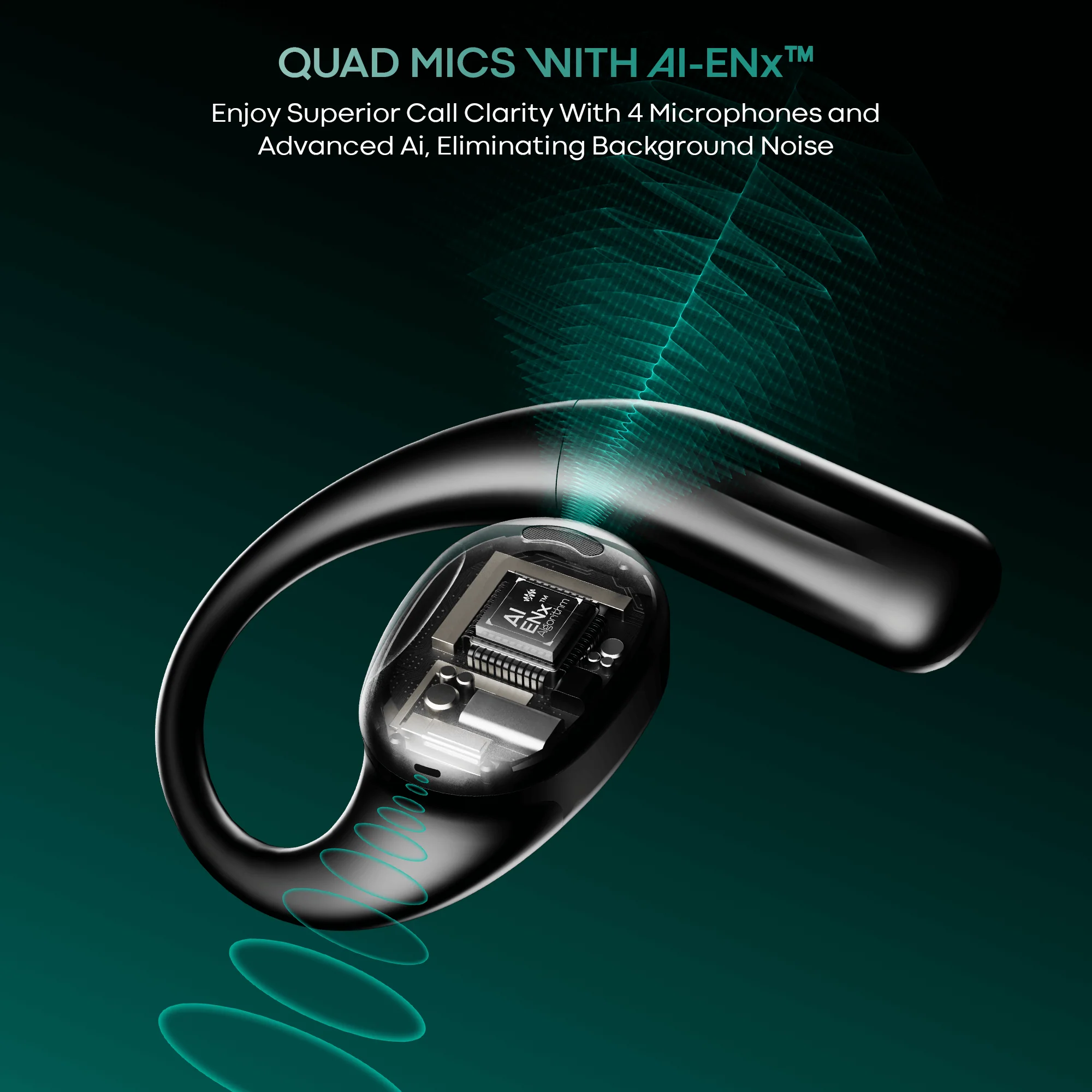 boAt Airdopes ProGear | Wireless Earbuds with 100 Hours Playback, Quad Mics with ENx™ Tech, Air Conduction Tech (Perfect for Outdoor Sports) - Image 6