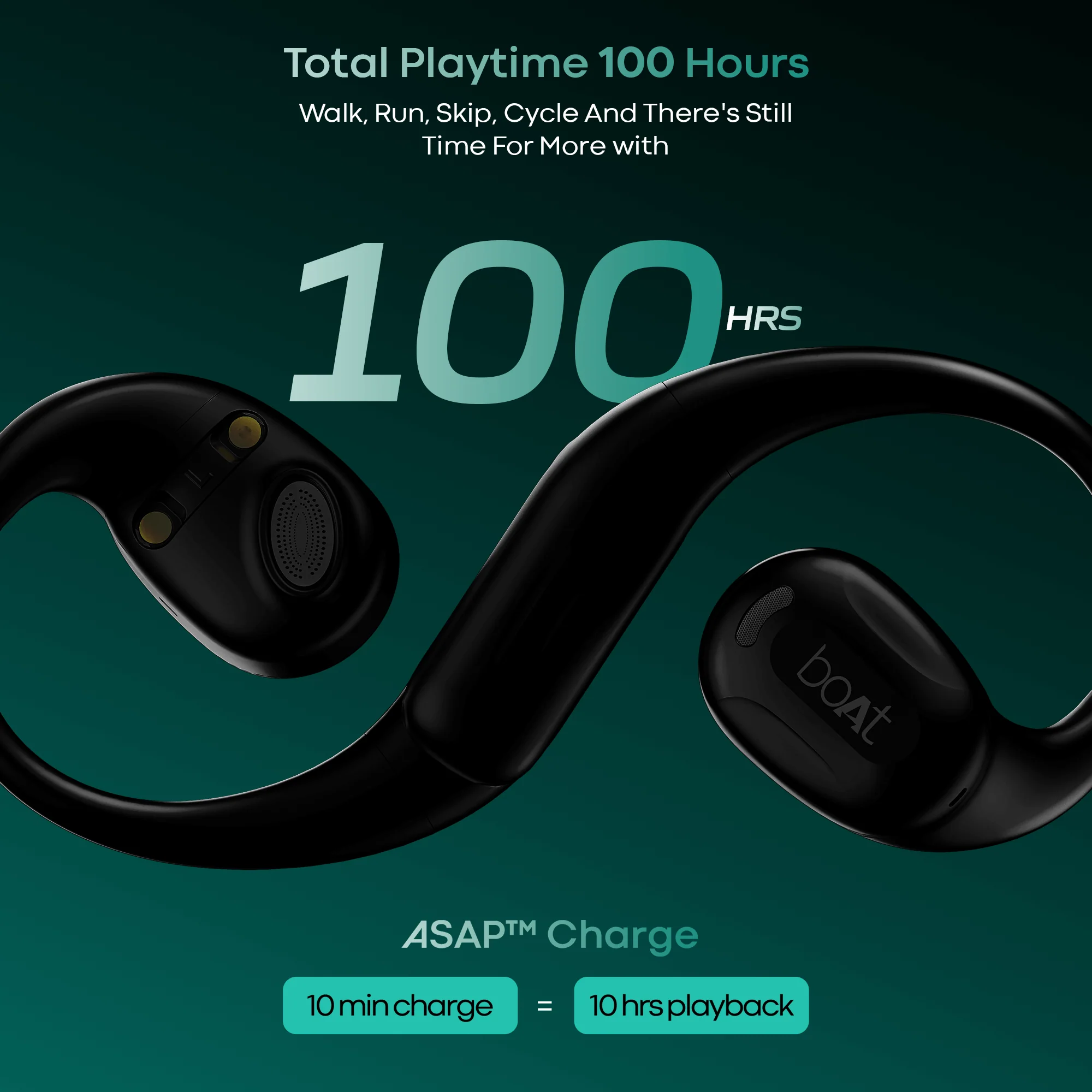boAt Airdopes ProGear | Wireless Earbuds with 100 Hours Playback, Quad Mics with ENx™ Tech, Air Conduction Tech (Perfect for Outdoor Sports) - Image 8