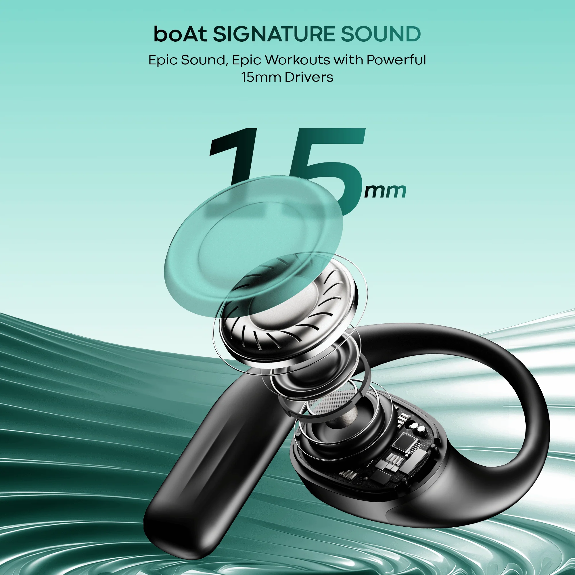 boAt Airdopes ProGear | Wireless Earbuds with 100 Hours Playback, Quad Mics with ENx™ Tech, Air Conduction Tech (Perfect for Outdoor Sports) - Image 9