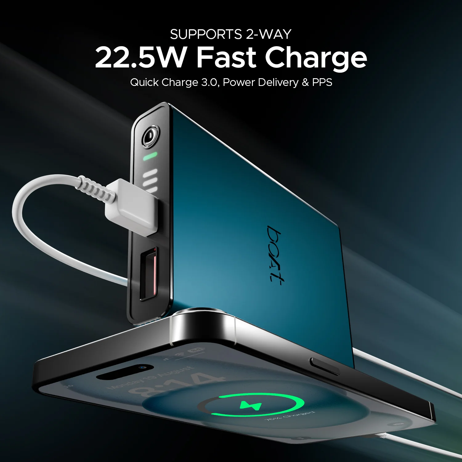 boAt EnergyShroom PB300 Pro | 10000mAh Powerbank with 2-way 22.5W fast charging,Pass-Through Charging, 12-Layer Smart IC Protection, Aluminium Casing & Compact - Image 11