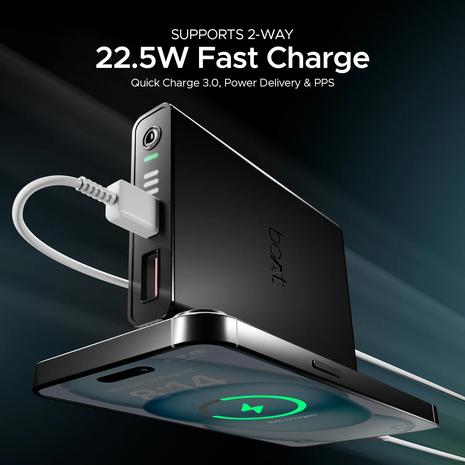 boAt EnergyShroom PB300 Pro | 10000mAh Powerbank with 2-way 22.5W fast charging,Pass-Through Charging, 12-Layer Smart IC Protection, Aluminium Casing & Compact - Image 5