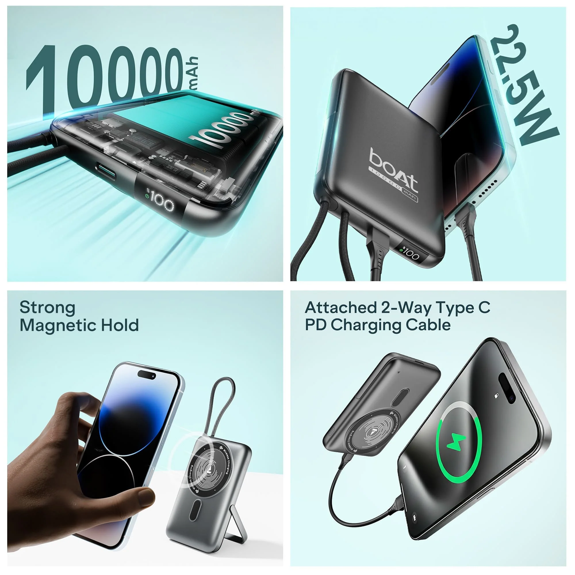 Energyshroom PB330 Pro Magnacharge | 10000mAh Qi2 Magnetic Wireless Powerbank with 15W Wireless Charging, 22.5W Wired Fast Charging & Foldable Stand - Image 9