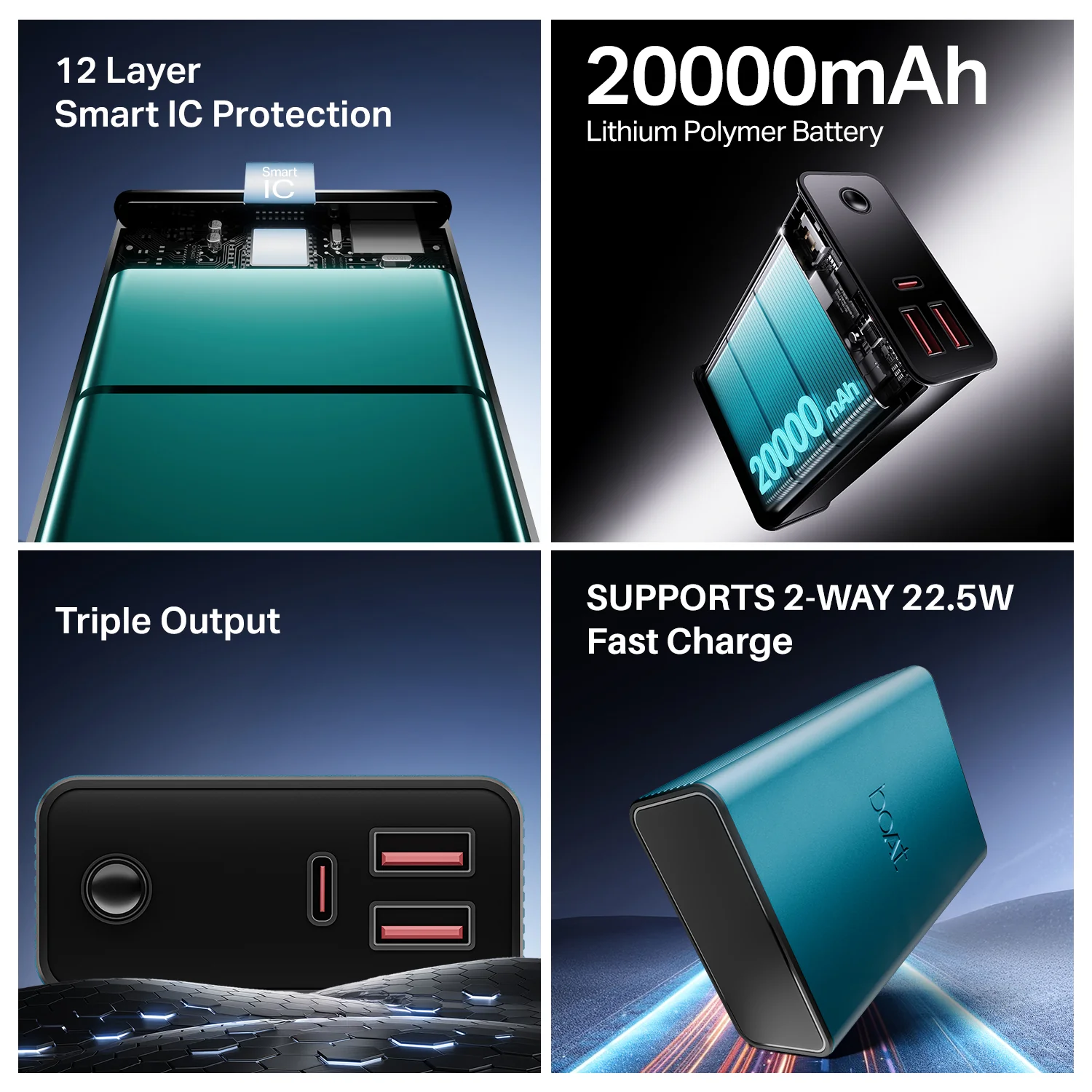 boAt Energyshroom PB400 Pro | 20000 mAh Powerbank with 2-way 22.5W fast charging,Pass-Through Charging, 12-Layer Smart IC Protection, Aluminium Casing & Compact - Image 11