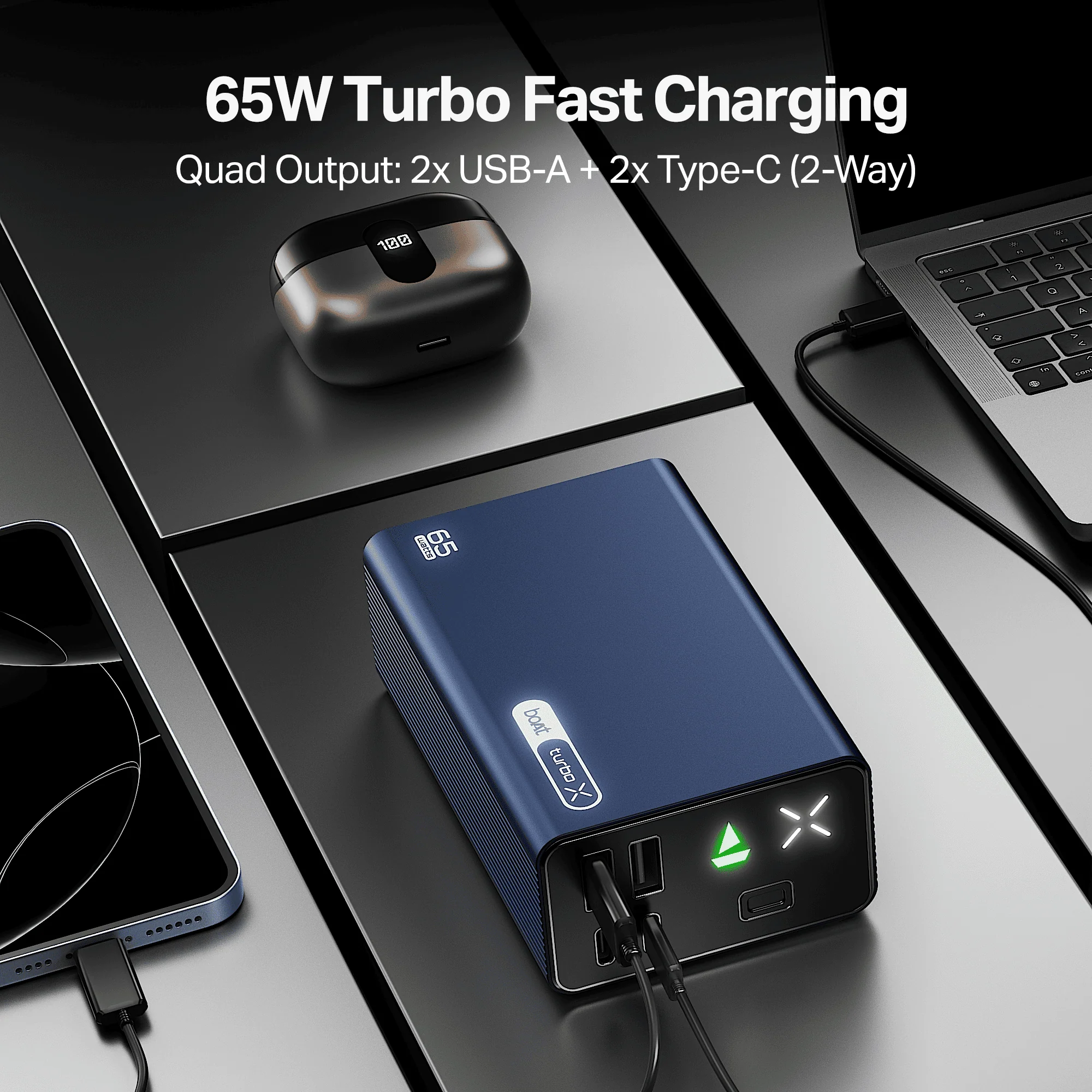 boAt Energyshroom PB665 Turbo X | 30000mAh Power Bank with 65W Turbo Fast Charging - Image 10