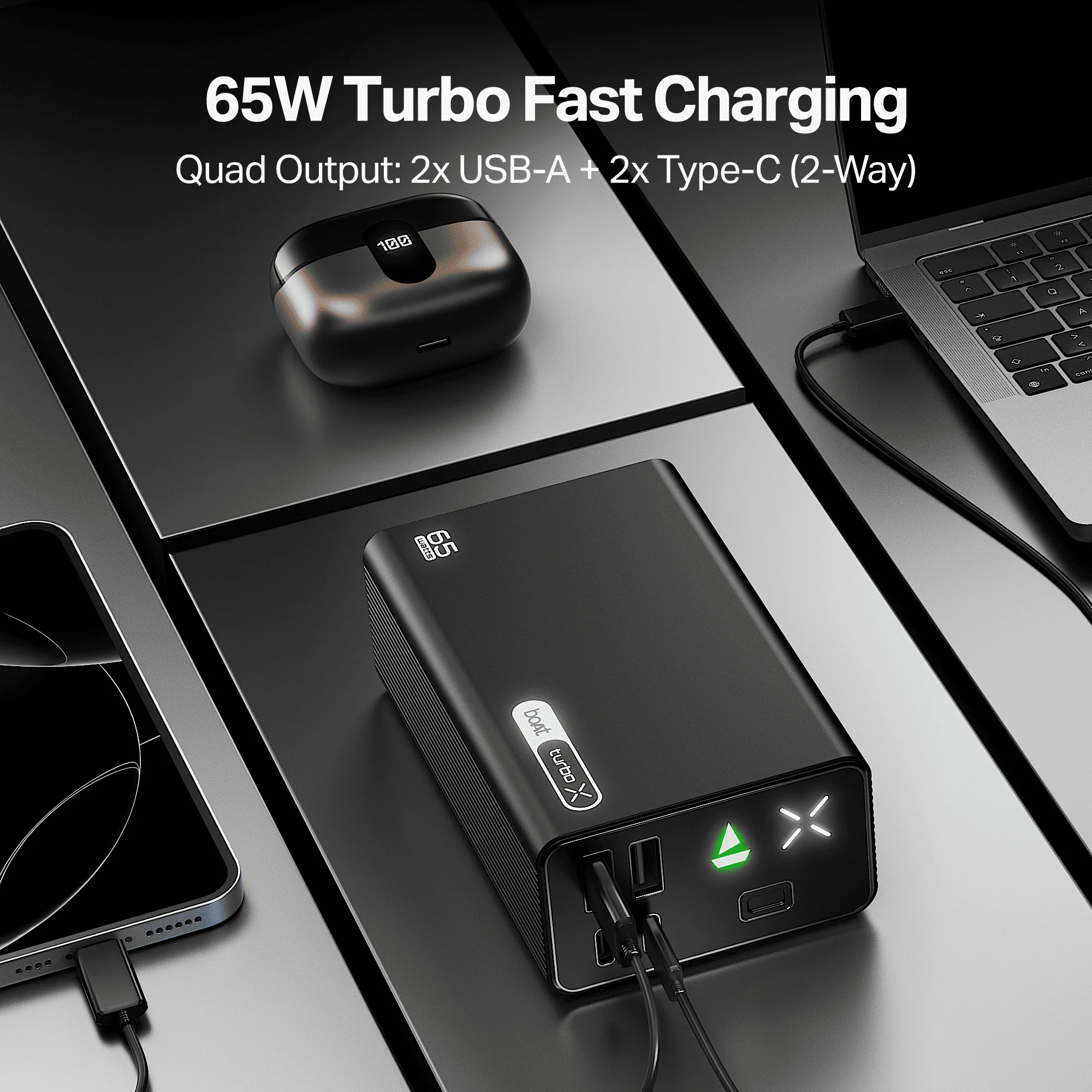 boAt Energyshroom PB665 Turbo X | 30000mAh Power Bank with 65W Turbo Fast Charging - Image 3