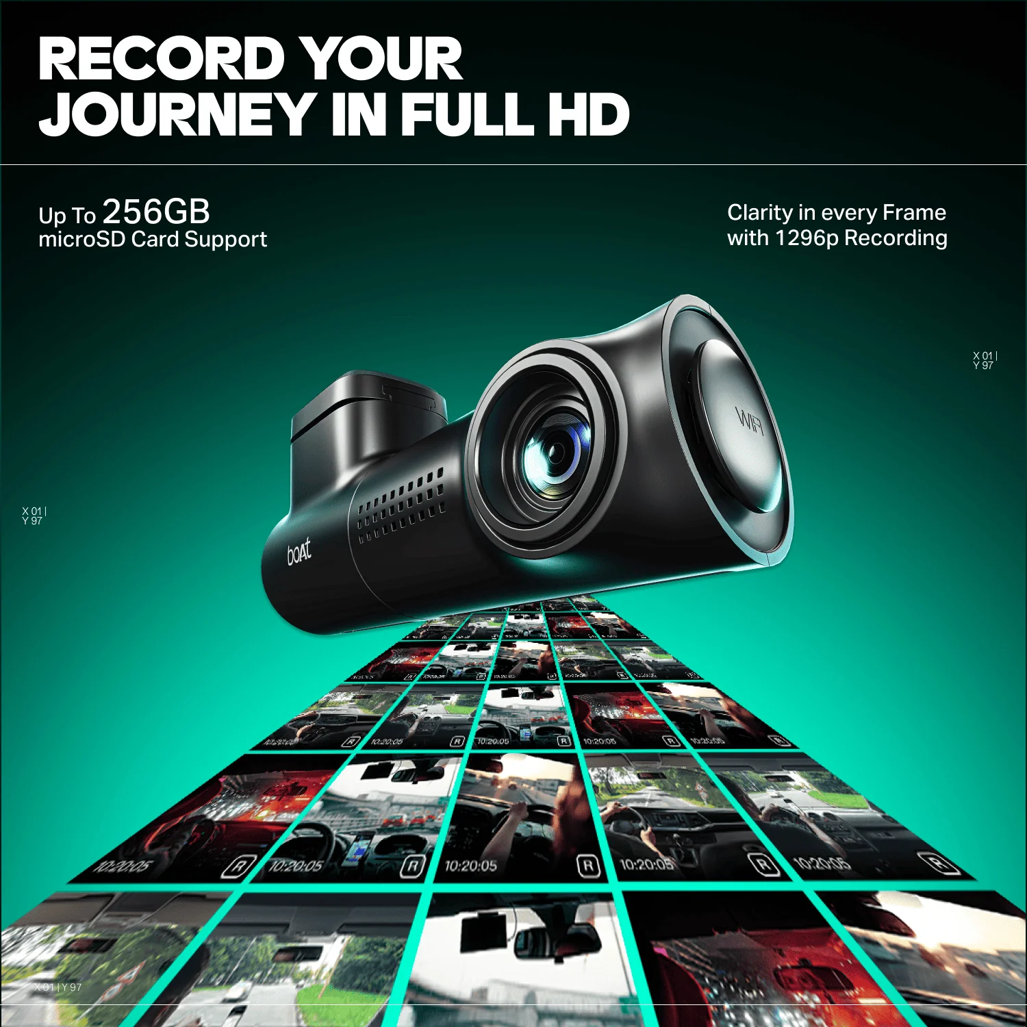 boAt HIVE Dashcam E1 | 1296P Full HD Dashcam with Wi-Fi, G-Sensor & Parking Mode - Image 2