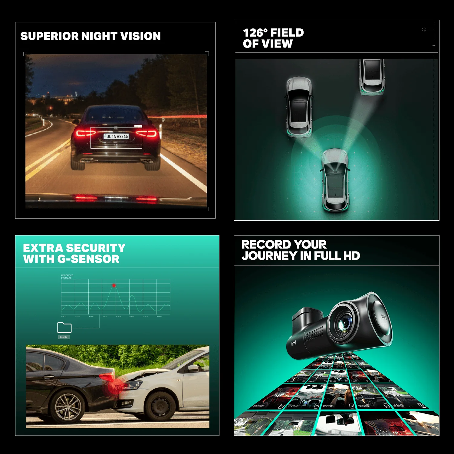 boAt HIVE Dashcam E1 | 1296P Full HD Dashcam with Wi-Fi, G-Sensor & Parking Mode - Image 6