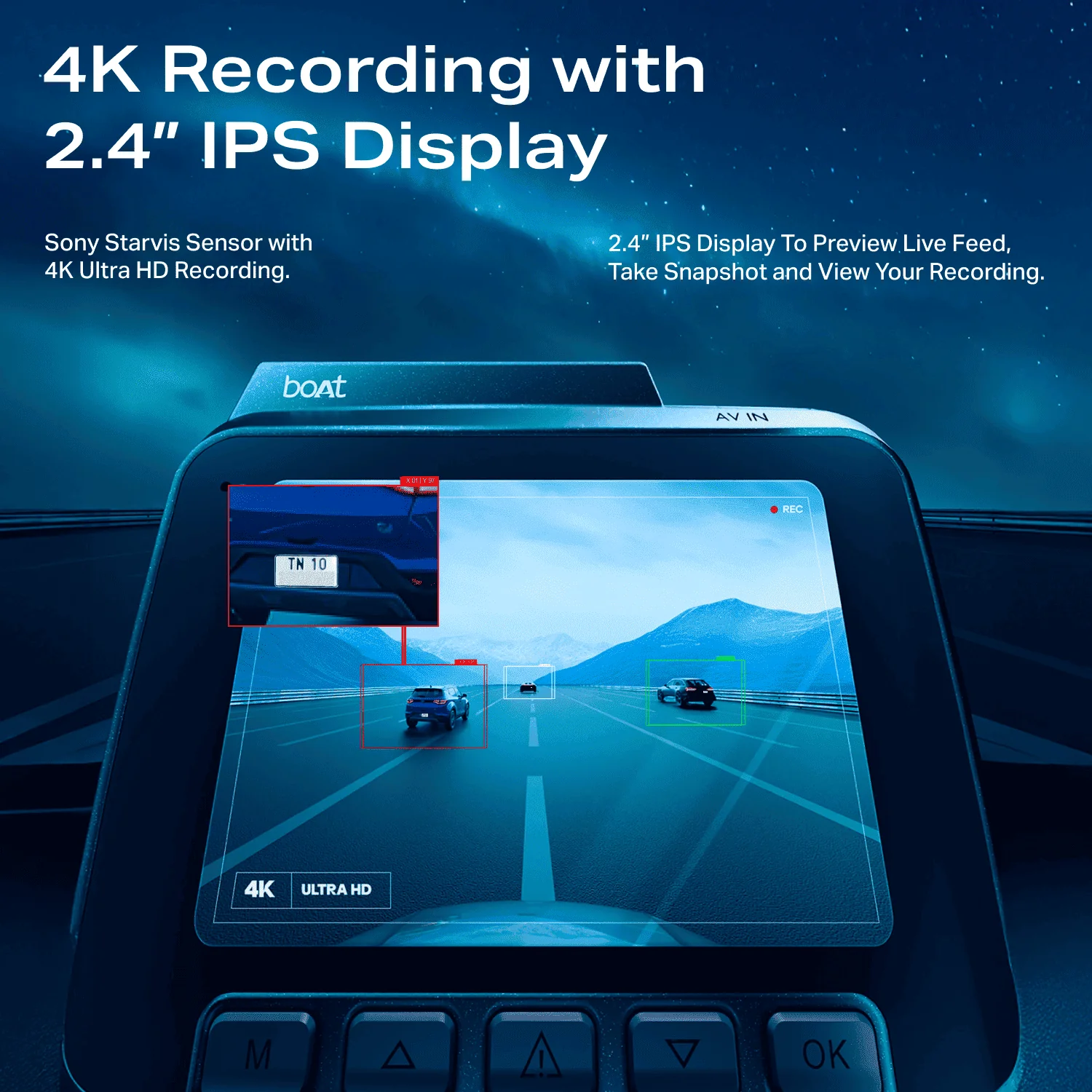 boAt HIVE Dashcam F1 | 4K Dual-Channel Dashcam with Sony STARVIS Sensor & ADAS - Image 4