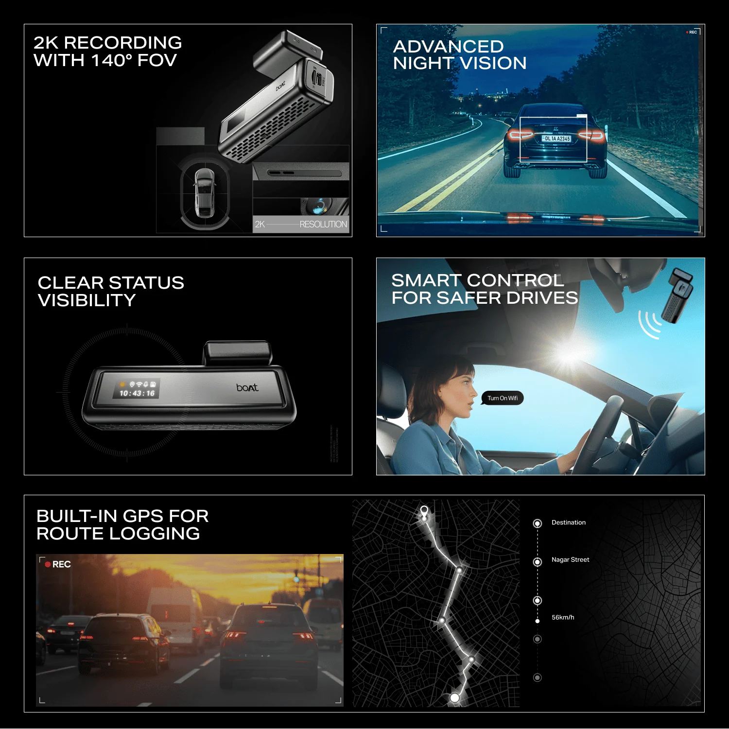 boAt HIVE Dashcam M1 | 2K QHD Dashcam with GPS, Voice Command & Wi-Fi - Image 9