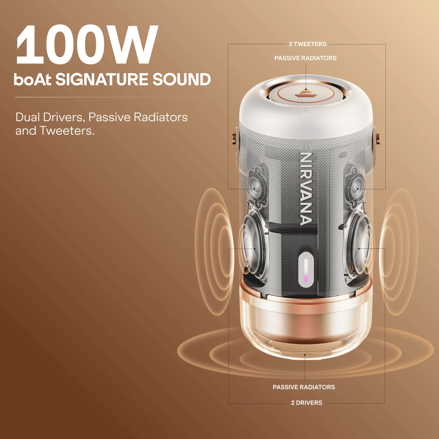 boAt Nirvana Luxe | Bluetooth Speaker with 100W Sound, 360° Spatial Audio & RGB LEDs - Image 11