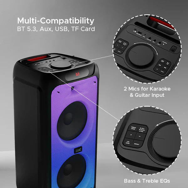 boAt PartyPal 450 | 180W Bluetooth Speaker with Flame LEDs, 6 Hours Playback, Karaoke & TWS - Image 5
