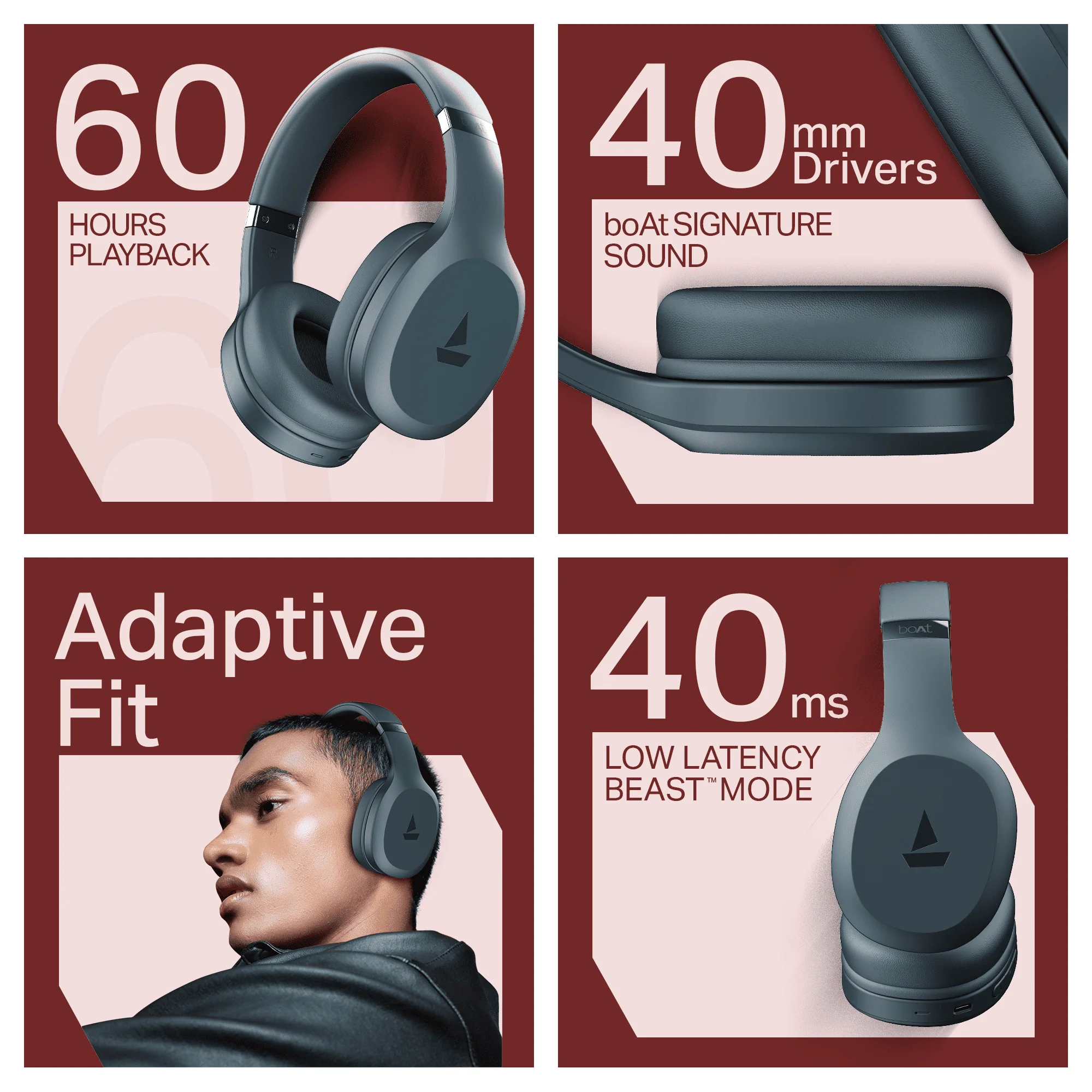 boAt Rockerz 412 | Wireless Headphones with 40mm Drivers, BEAST™ Mode, ENx™ Tech & 60H Playback - Image 12