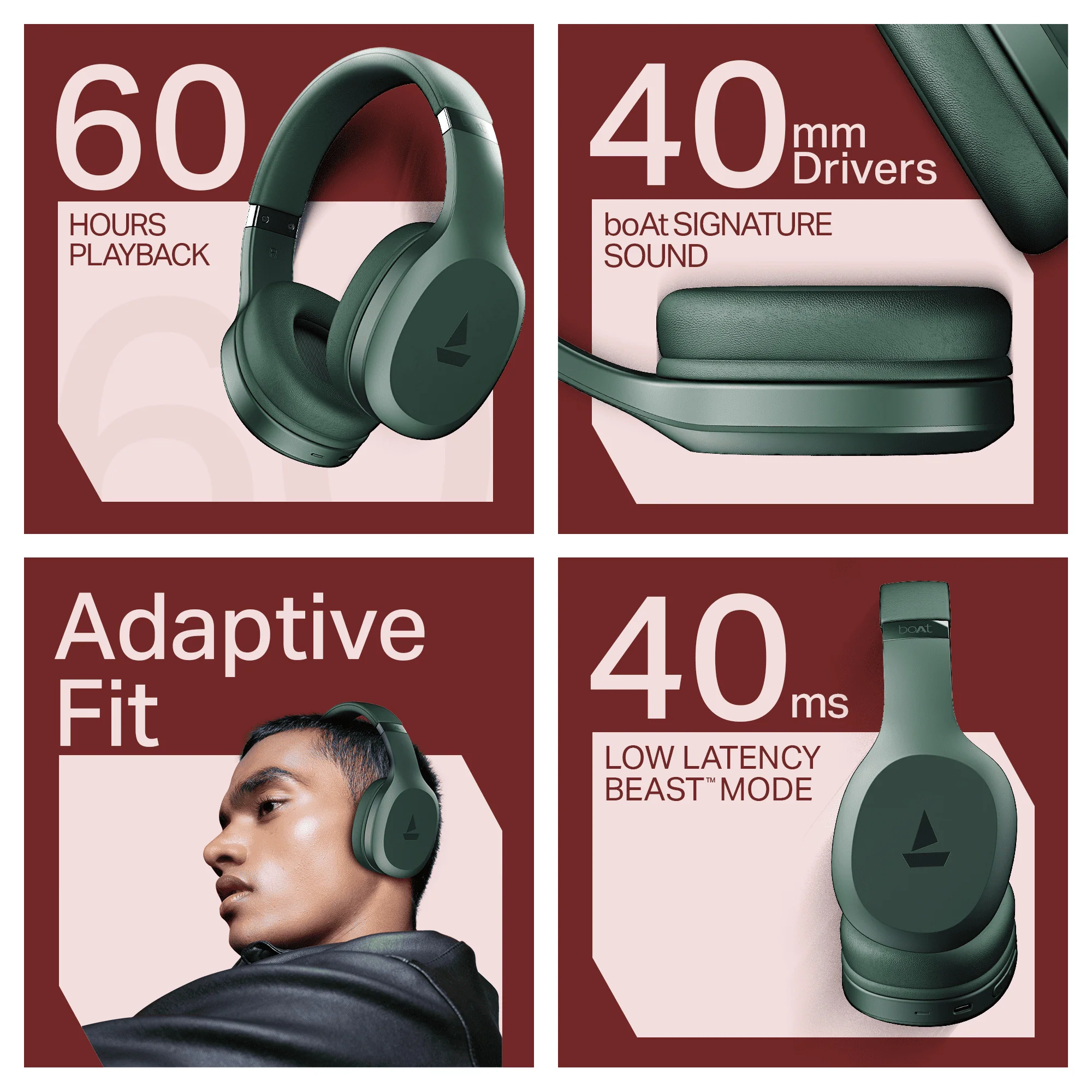 boAt Rockerz 412 | Wireless Headphones with 40mm Drivers, BEAST™ Mode, ENx™ Tech & 60H Playback - Image 21