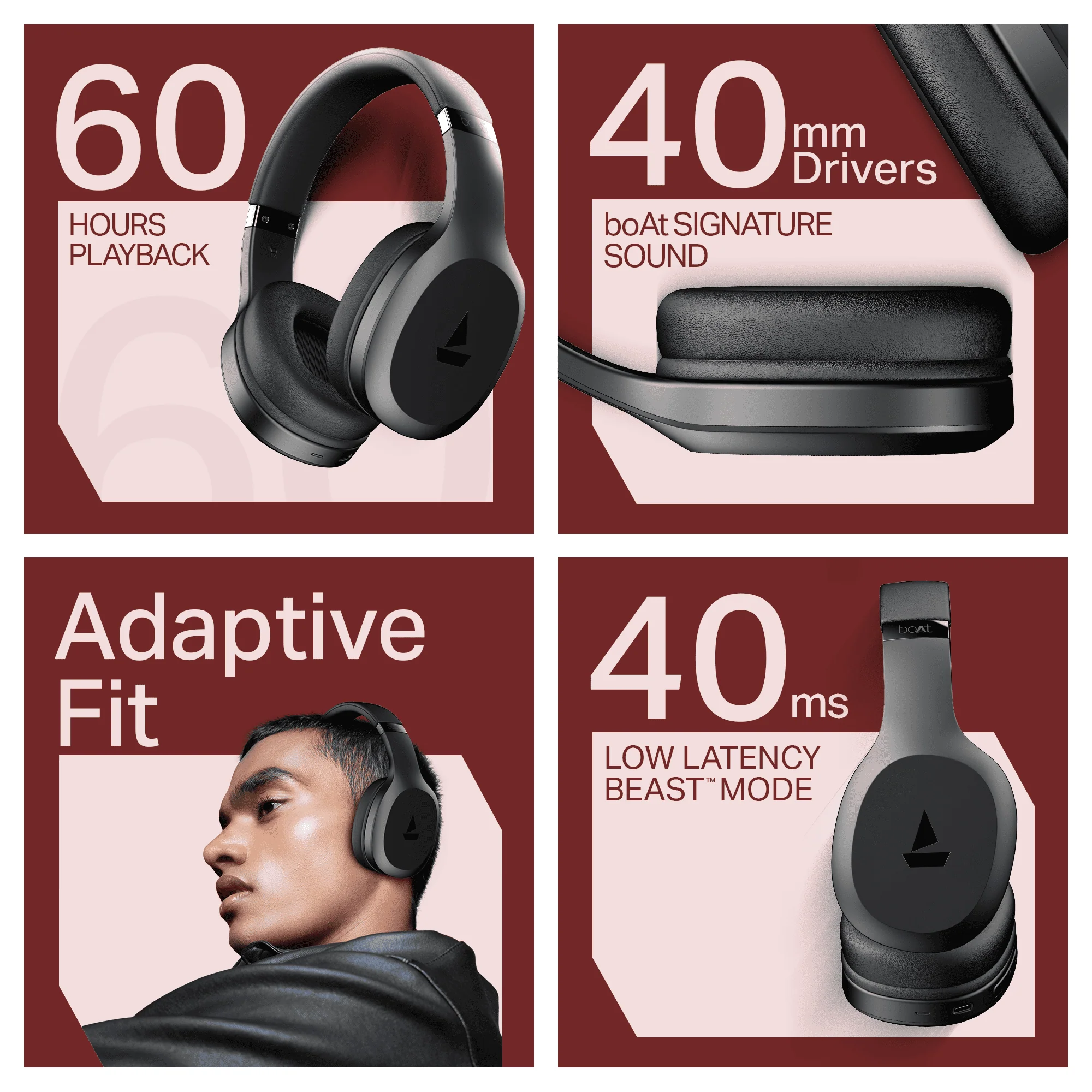 boAt Rockerz 412 | Wireless Headphones with 40mm Drivers, BEAST™ Mode, ENx™ Tech & 60H Playback - Image 7