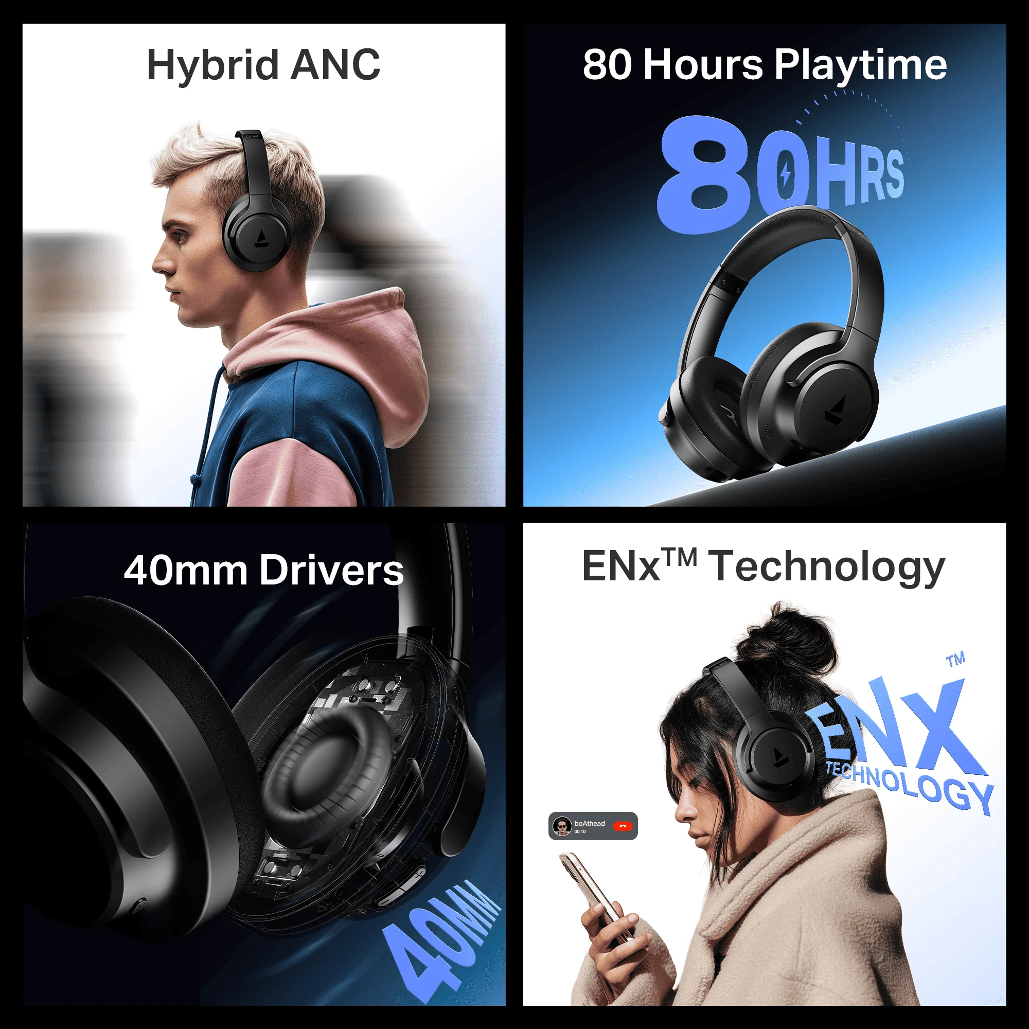 boAt Rockerz 512 ANC | Wireless Headphones with 40dB Hybrid ANC, 80H Playback & boAt Signature Sound - Image 11
