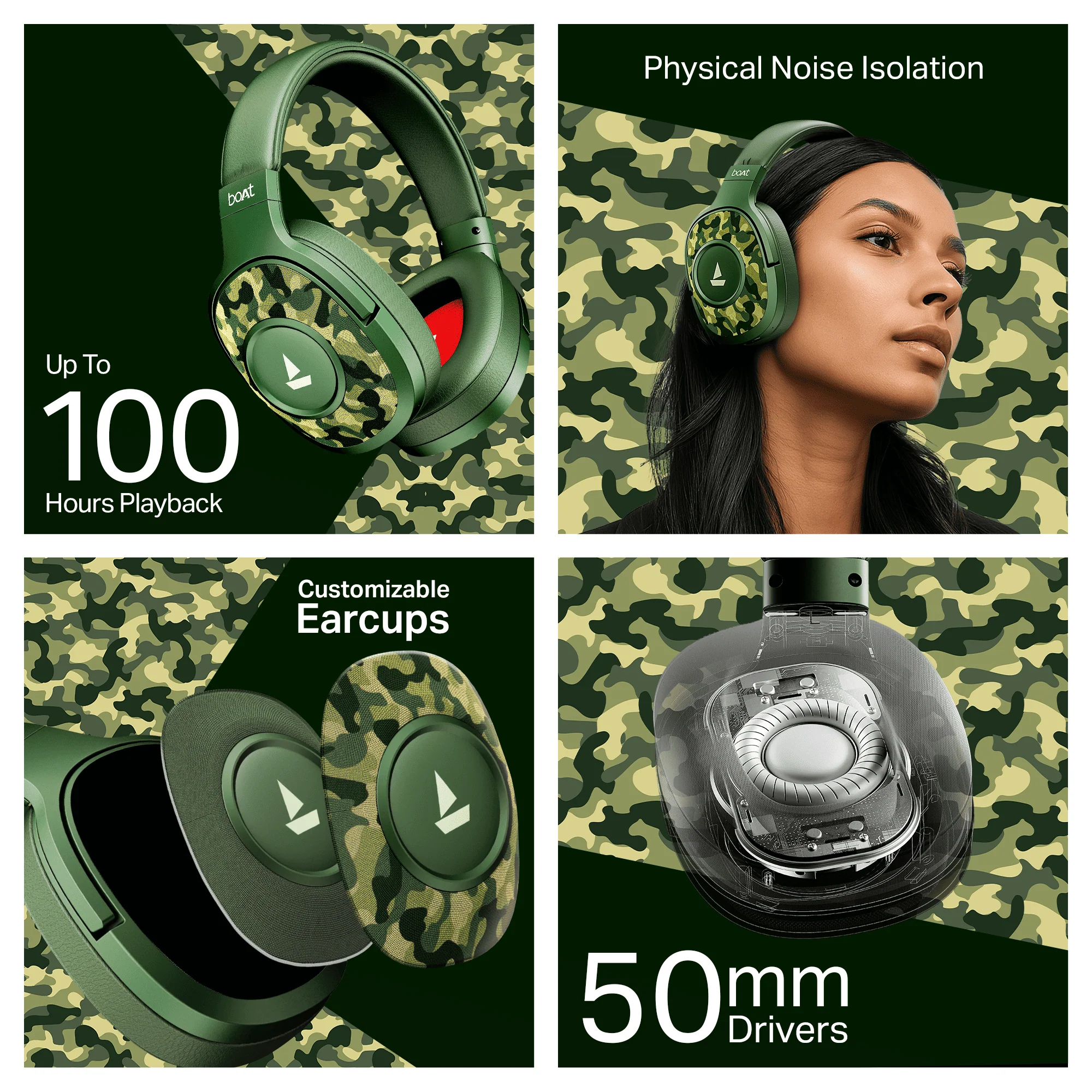 boAt Rockerz Plus 550 | Wireless Headphones with 100H Playback, 50mm Drivers & boAt Signature Sound - Image 28
