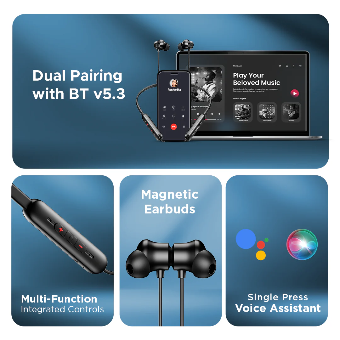 boAt Rockerz Summit | Wireless Earphone with 30H Playback, ASAP™ Charge, Dual Pairing, ENx™ Technology, BEAST™ Mode - Image 5
