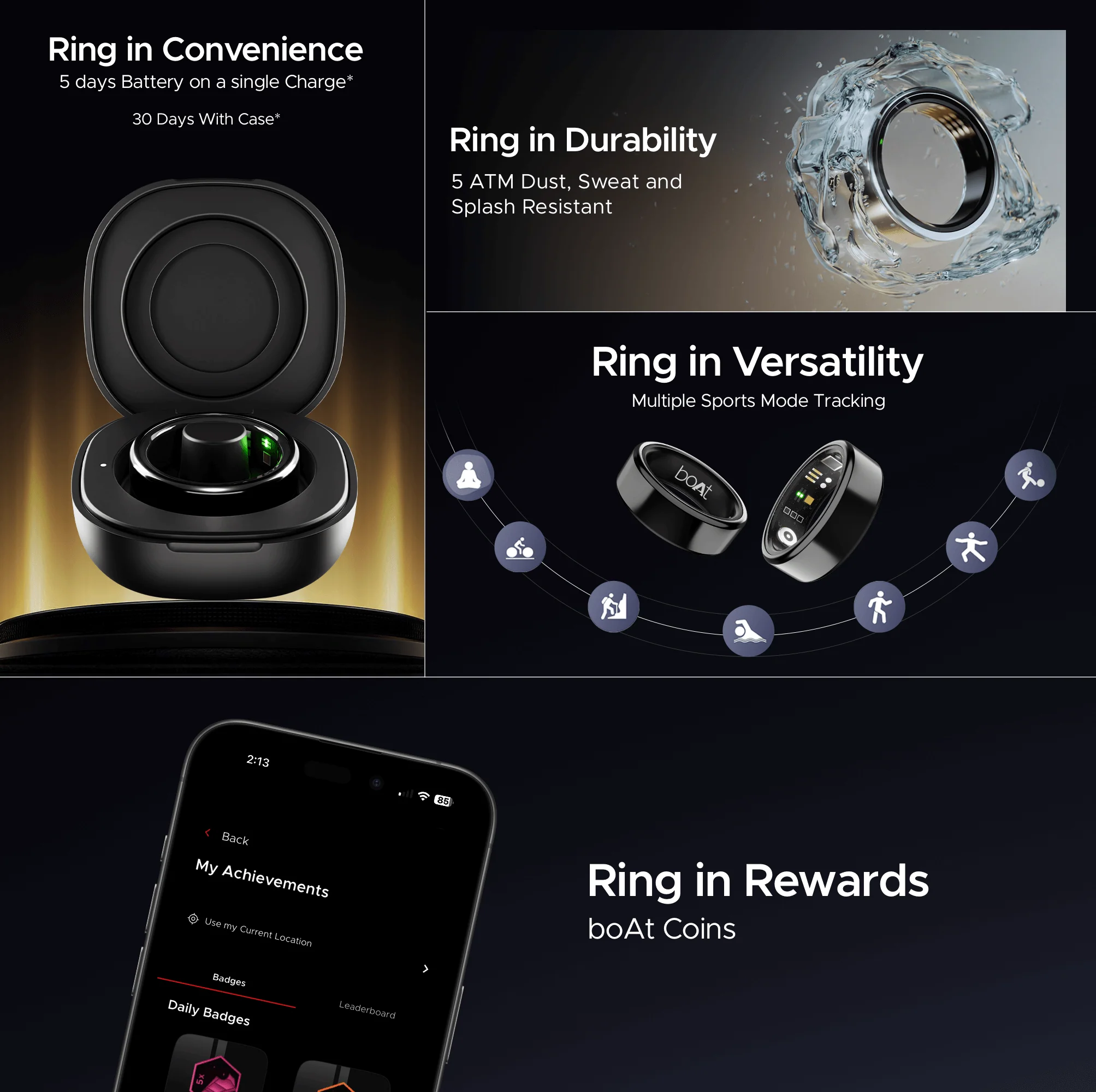 boAt Smart Ring Active | Smart Ring with Stainless Steel Design, 90% Lighter, Health Monitoring, Magnetic Charging Case - Image 14