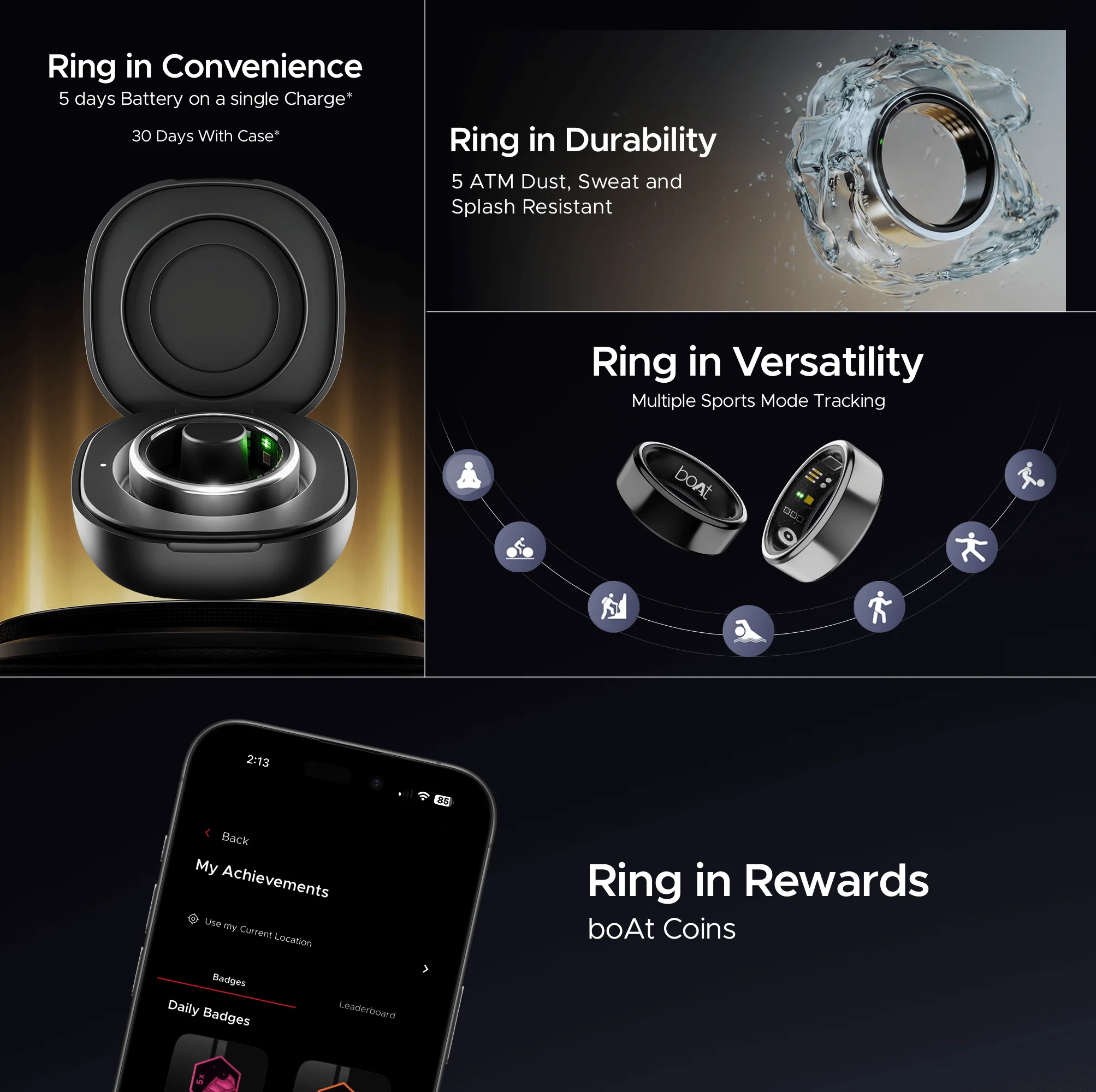 boAt Smart Ring Active | Smart Ring with Stainless Steel Design, 90% Lighter, Health Monitoring, Magnetic Charging Case - Image 36