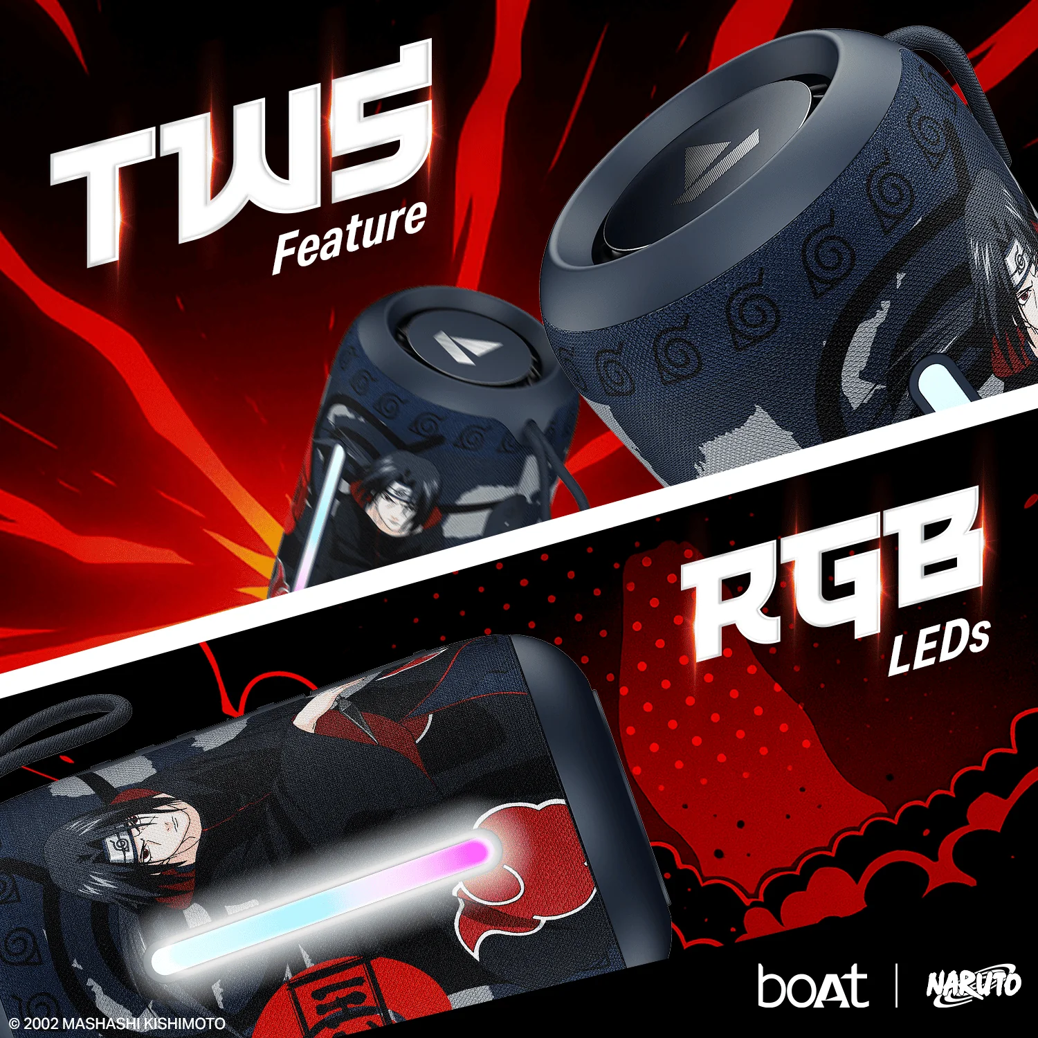 boAt Stone 350 Pro Naruto Edition | Naruto Series - Portable Bluetooth Speaker with 14W boAt Signature Sound, 12 Hours Playback, RGB LED - Image 7