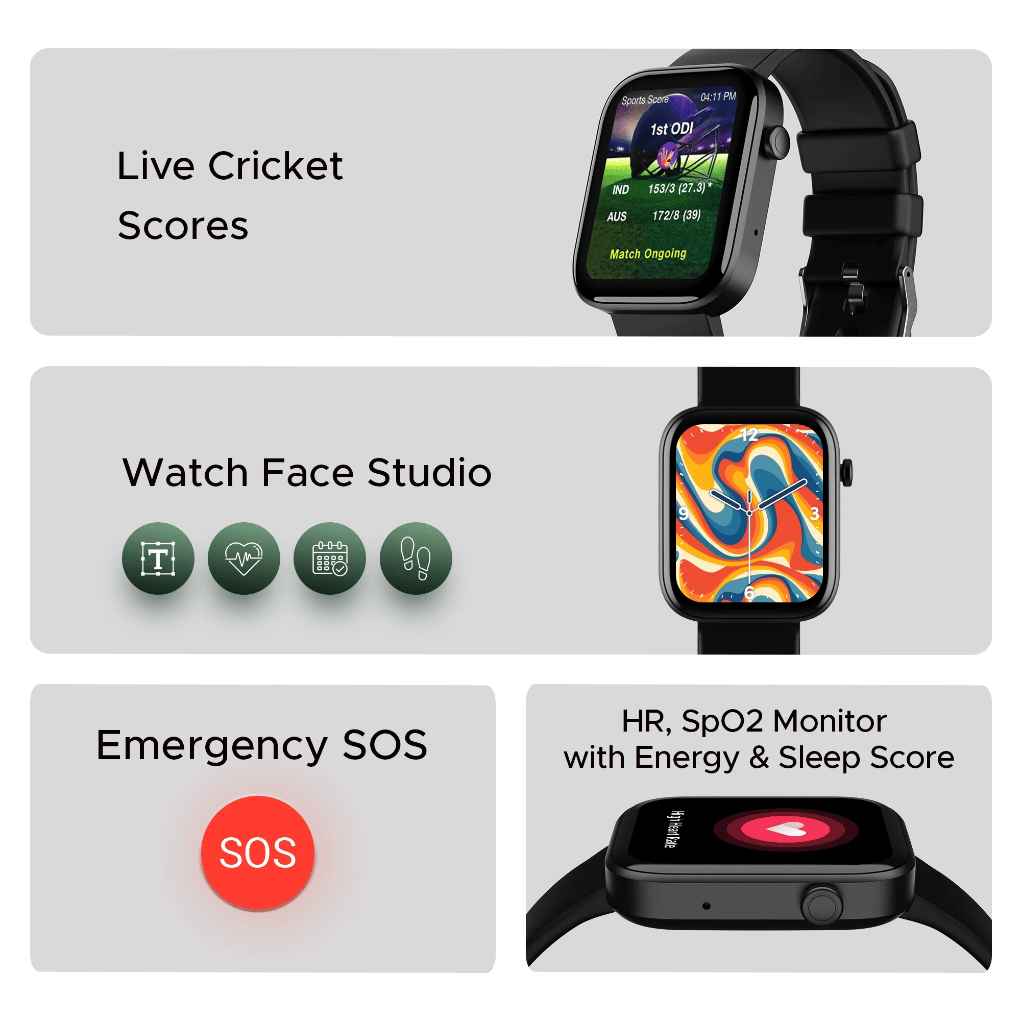 boAt Ultima Rise | Smartwatch with 1.83" Display, SOS, BT Calling, 700+ Modes - Image 6