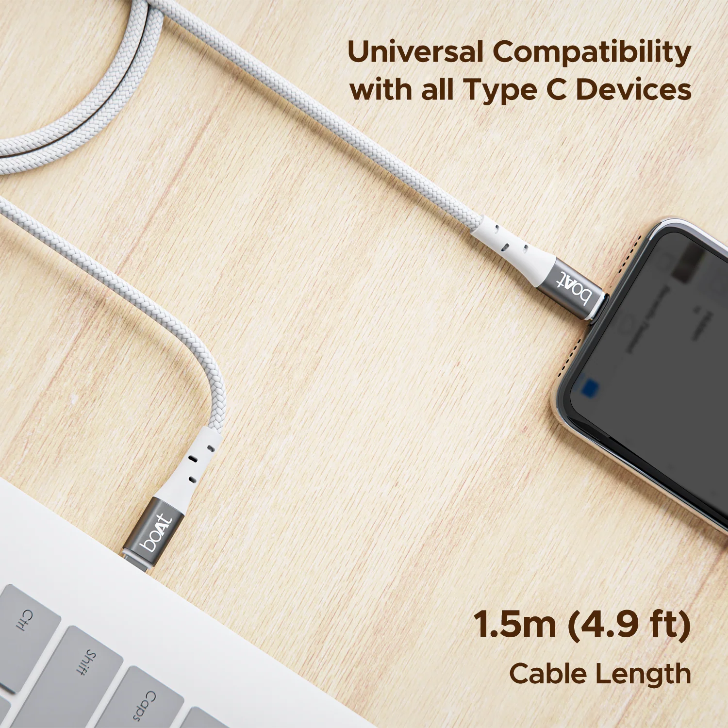 boAt C300 Fast Charging Cable | Charging Cable with 480 Mbps Data Transfer, 1.5m Cable Length, 10,000+ Bend Lifespan - Image 4