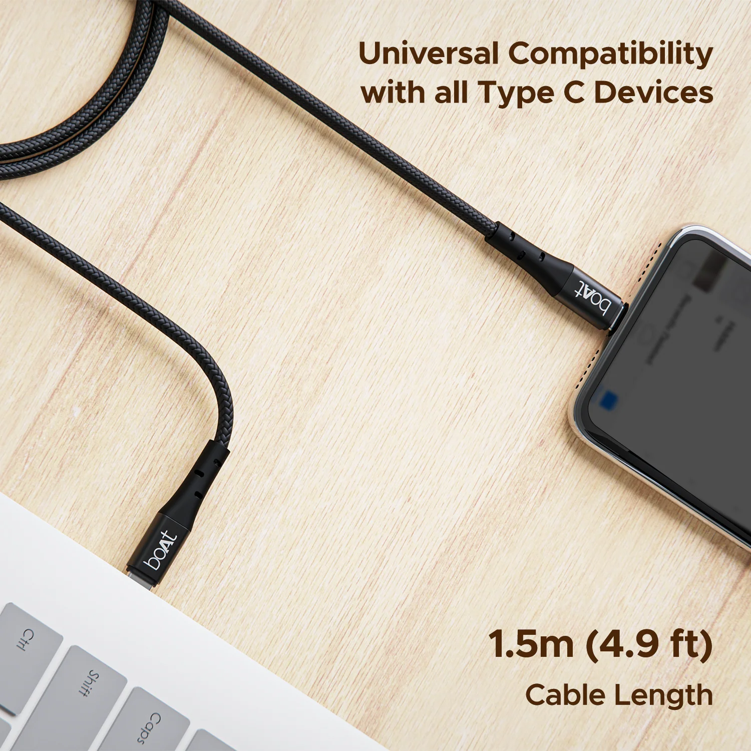 boAt C300 Fast Charging Cable | Charging Cable with 480 Mbps Data Transfer, 1.5m Cable Length, 10,000+ Bend Lifespan - Image 8