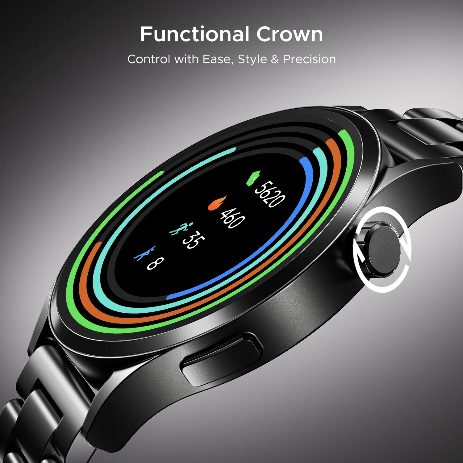 boAt Chrome Horizon | Smartwatch with 1.51" AMOLED Display, Premium Metal Built, VO2 Max, Video Watch Face, Functional Crown - Image 16