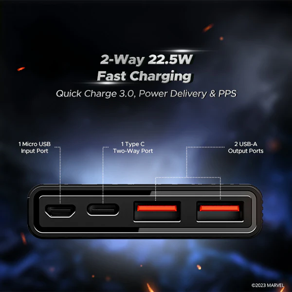 boAt EnergyShroom PB300 Avenger Edition | Powerbank with 10000mAh battery capacity, 12-Layer Smart IC Protection, 22.5W Fast Charging - Image 3