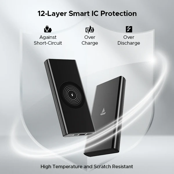 boAt EnergyShroom PB310 Wireless Pro | Powerbank with 15W Wireless Charging, 22.5W Wired Fast Charging, 12 Layer Smart IC Protection - Image 7
