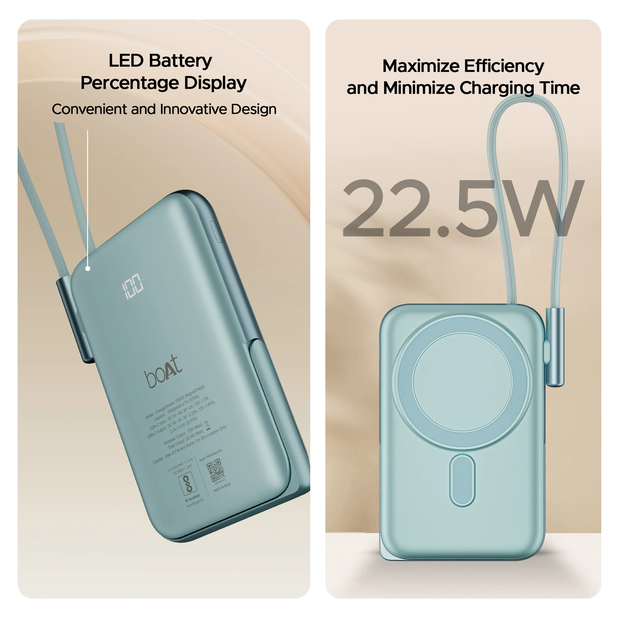boAt EnergyShroom PB330  Magnacharge | 10000mAh magnetic wireless power bank with 15 W wireless charging, LED battery display, 12 Layer Smart IC Protection - Image 20