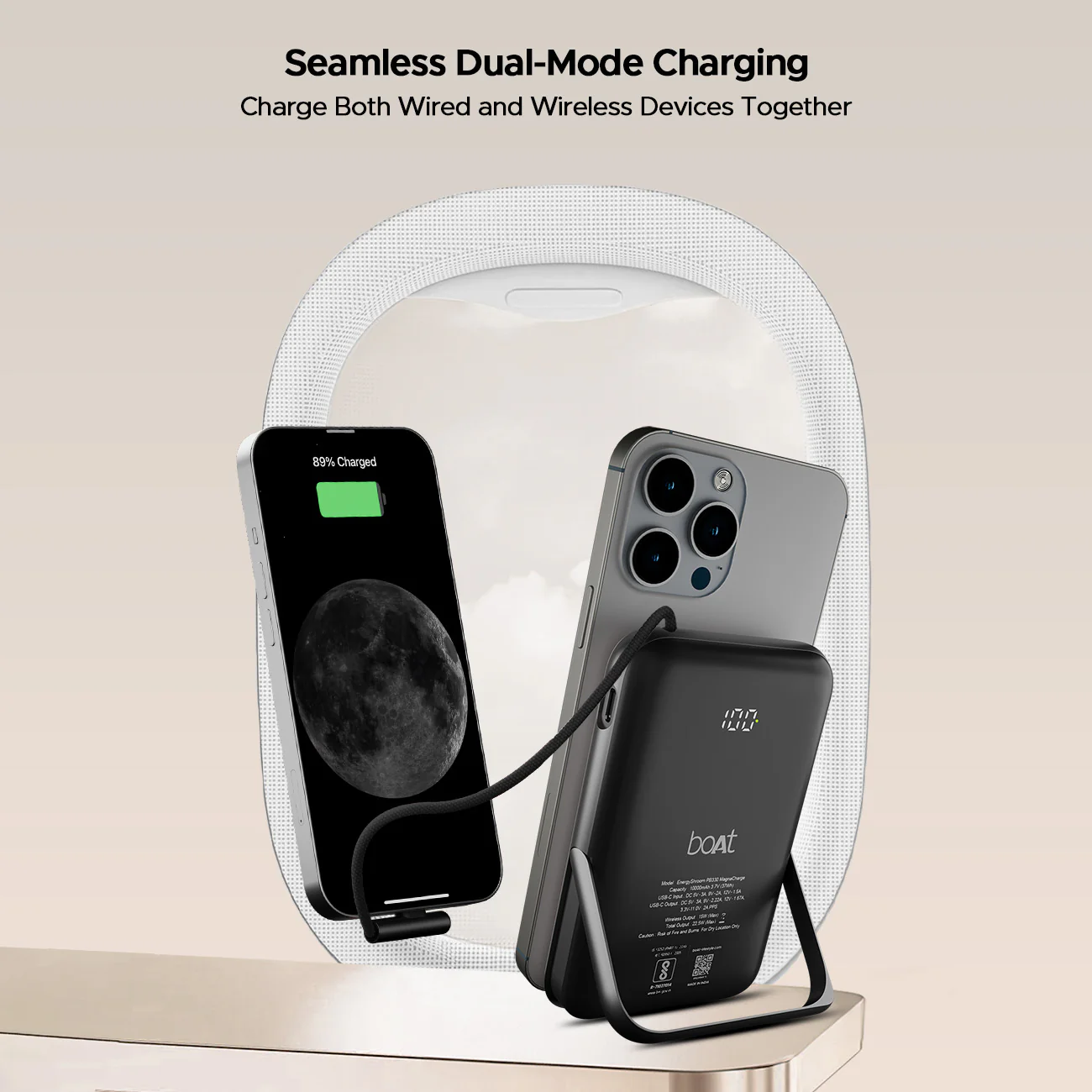 boAt EnergyShroom PB330  Magnacharge | 10000mAh magnetic wireless power bank with 15 W wireless charging, LED battery display, 12 Layer Smart IC Protection - Image 8
