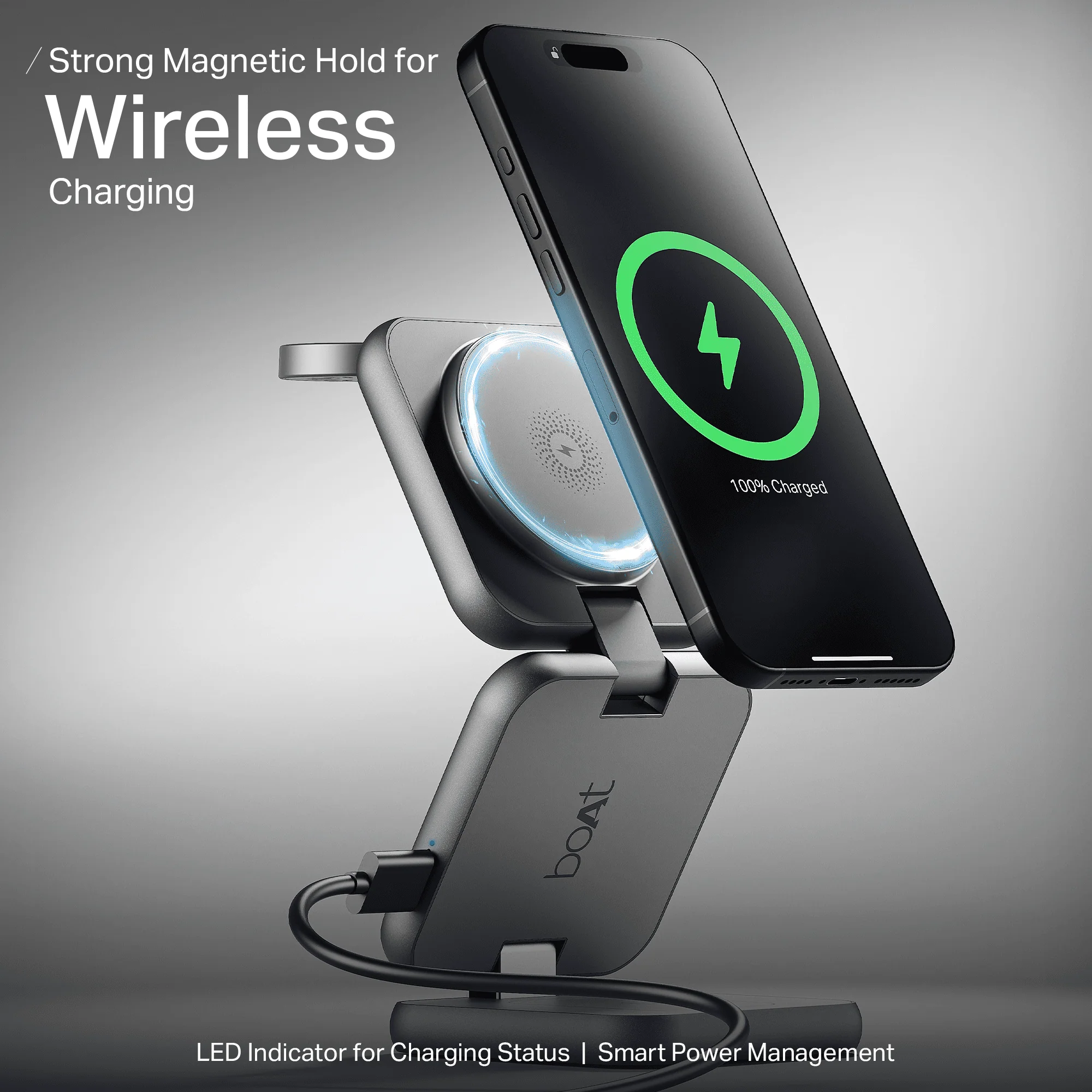 Flexcharge 360 | 3-in-1 Foldable Wireless Charger with Magnetic Hold, Fast Charging & Smart Power Management - Image 3