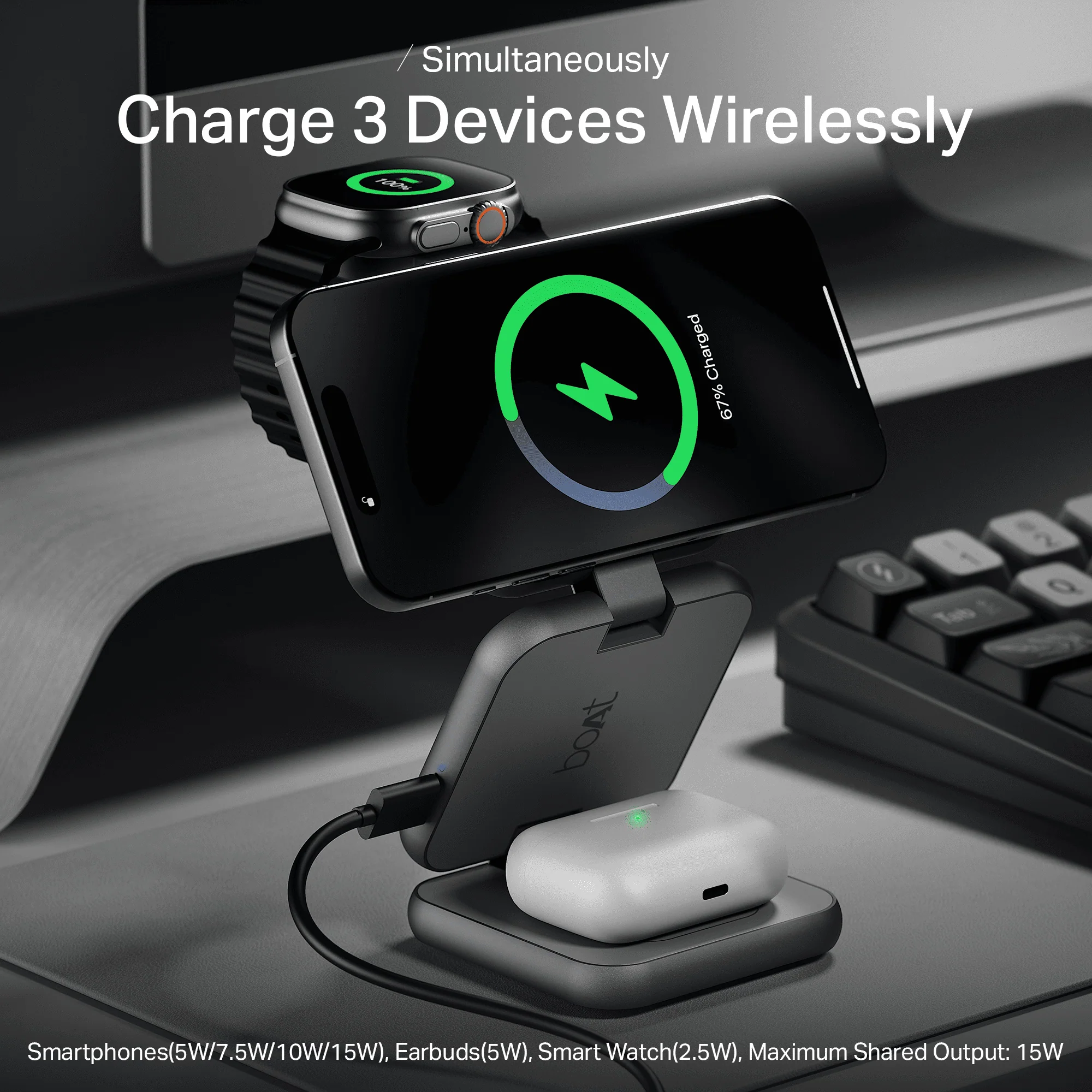 Flexcharge 360 | 3-in-1 Foldable Wireless Charger with Magnetic Hold, Fast Charging & Smart Power Management - Image 5