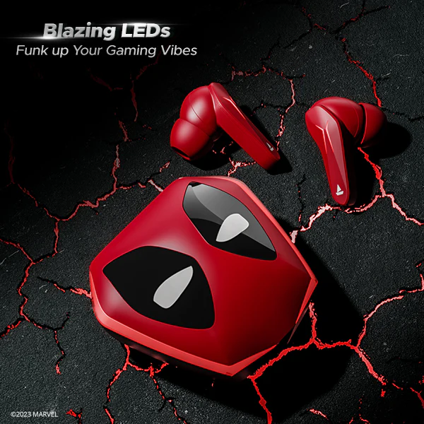 boAt Immortal 121 Deadpool Edition | Wireless Gaming Earbuds with 40 Hours Playback, BEAST™️Mode, ENx™ Tech, Blazing RGB Lights - Image 4