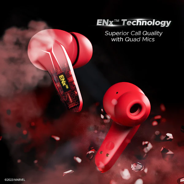 boAt Immortal 121 Deadpool Edition | Wireless Gaming Earbuds with 40 Hours Playback, BEAST™️Mode, ENx™ Tech, Blazing RGB Lights - Image 5