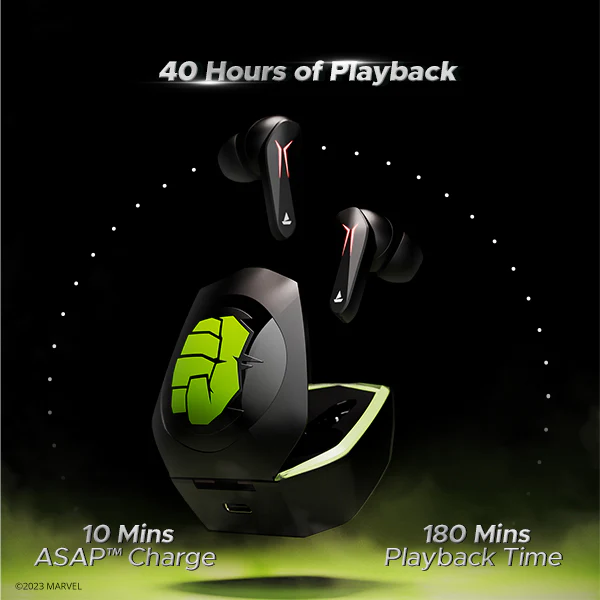 boAt Immortal 121 Hulk Edition | Bluetooth Gaming Wireless Earbuds with BEAST™️Mode, 40 Hours Playback, Blazing RGB Lights - Image 3