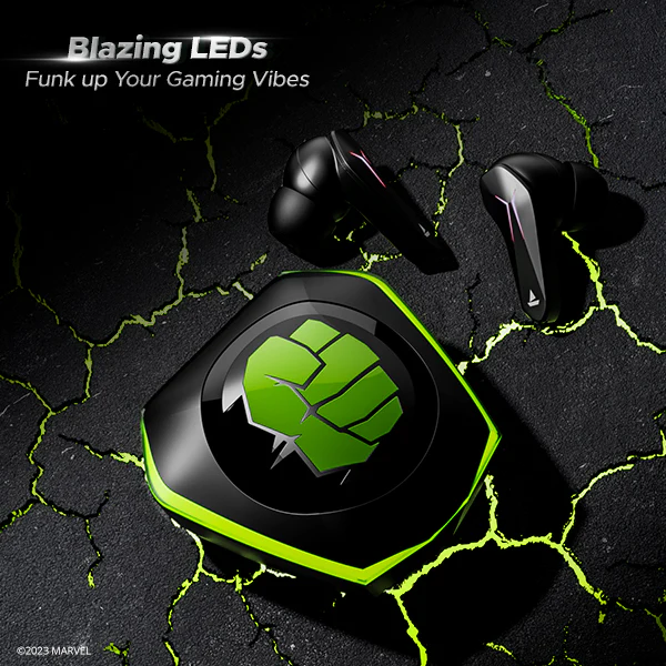 boAt Immortal 121 Hulk Edition | Bluetooth Gaming Wireless Earbuds with BEAST™️Mode, 40 Hours Playback, Blazing RGB Lights - Image 4