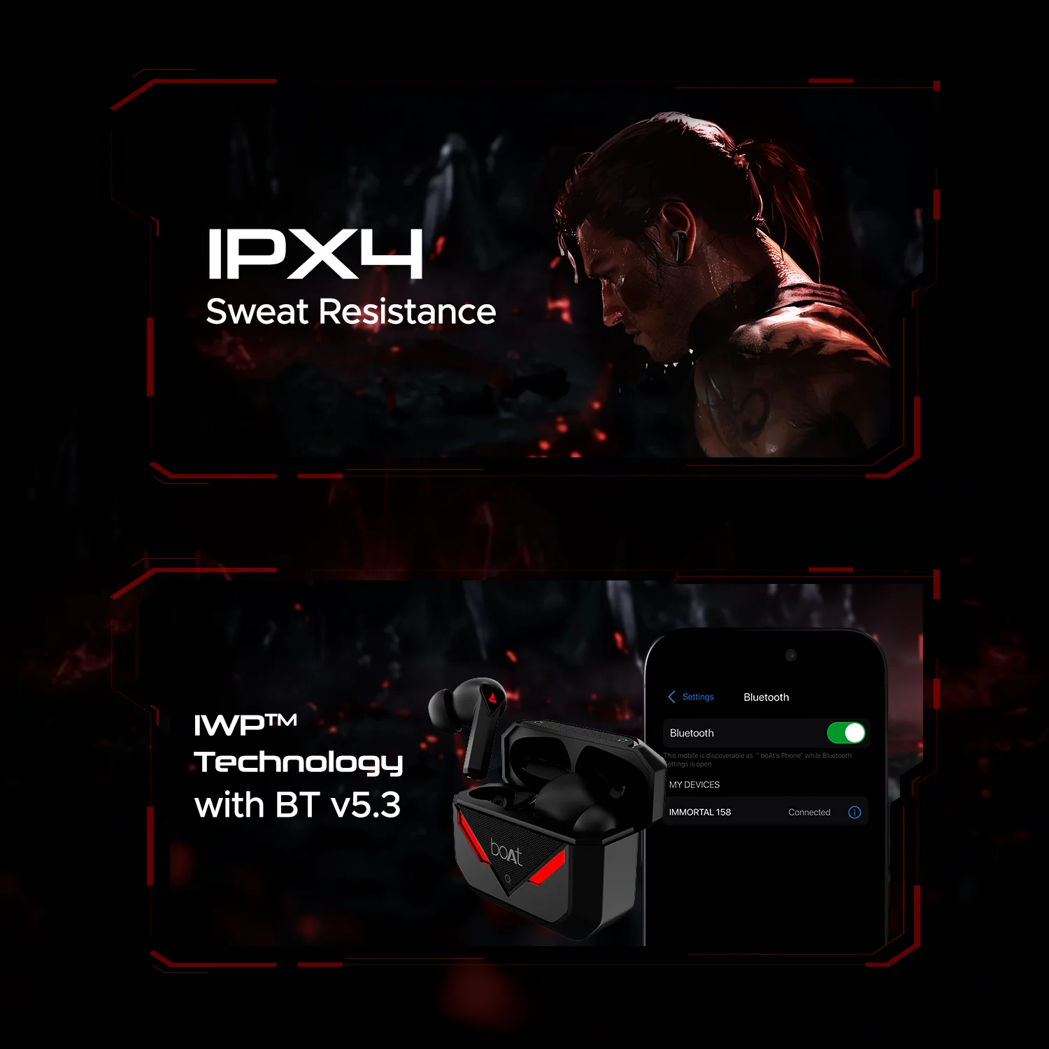 boAt Immortal 158 | Bluetooth Gaming Wireless Earbuds with BEAST™Mode, ENx™ with Quad Mics, ASAP™ Charge - Image 4