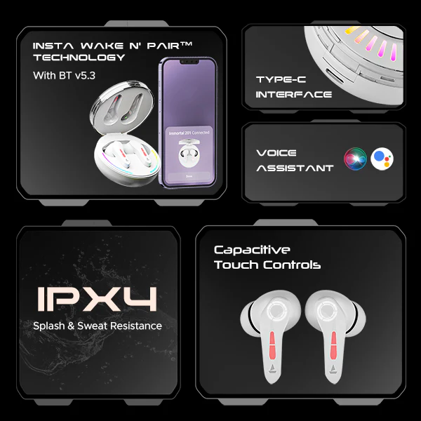 boAt Immortal 201 | Bluetooth Gaming Wireless Earbuds with 40ms BEAST™ Mode, Real RGB Lights, boAt Signature Sound - Image 14